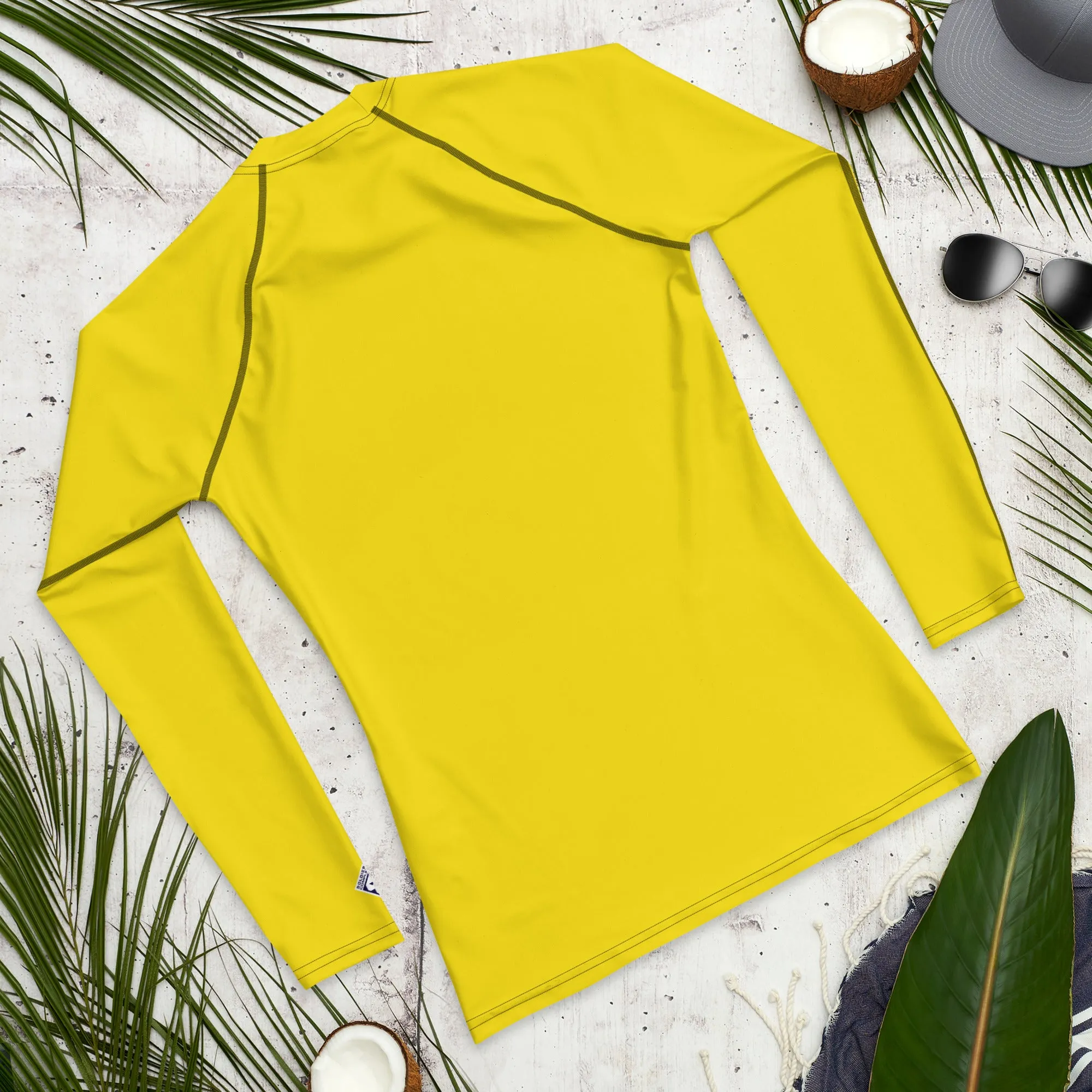 Classic Charm: Men's Solid Color Long Sleeve Rash Guard - Golden Sun