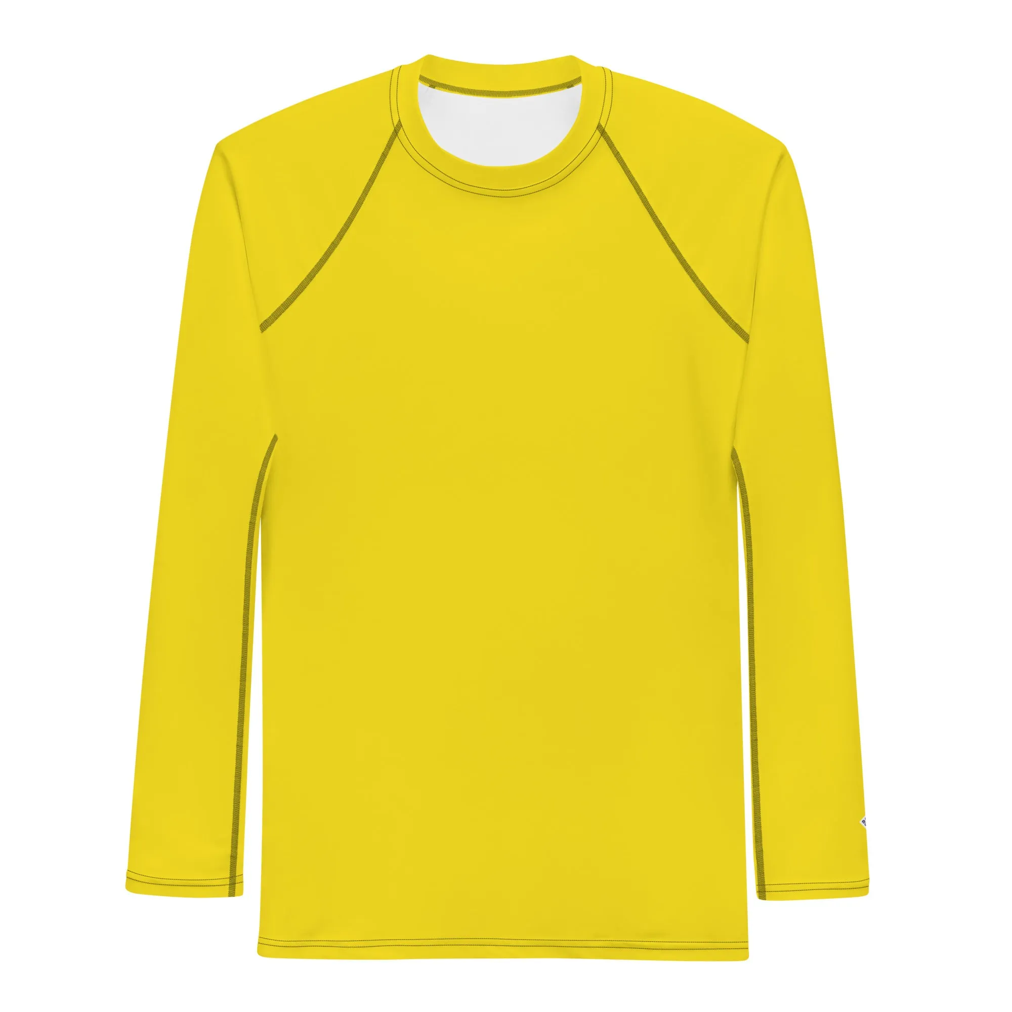 Classic Charm: Men's Solid Color Long Sleeve Rash Guard - Golden Sun