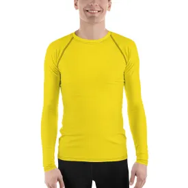 Classic Charm: Men's Solid Color Long Sleeve Rash Guard - Golden Sun