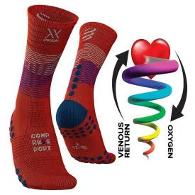 COMPRESSPORT MID COMPRESSION SOCKS (MDS-R-22)- BLACK/BLOOD ORANGE