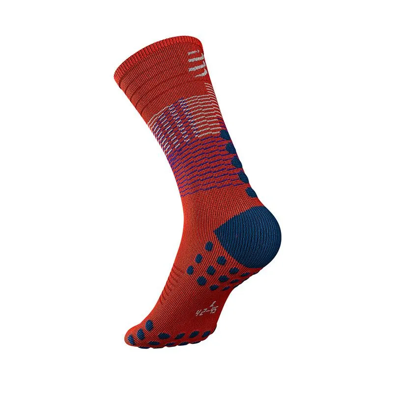 COMPRESSPORT MID COMPRESSION SOCKS (MDS-R-22)- BLACK/BLOOD ORANGE