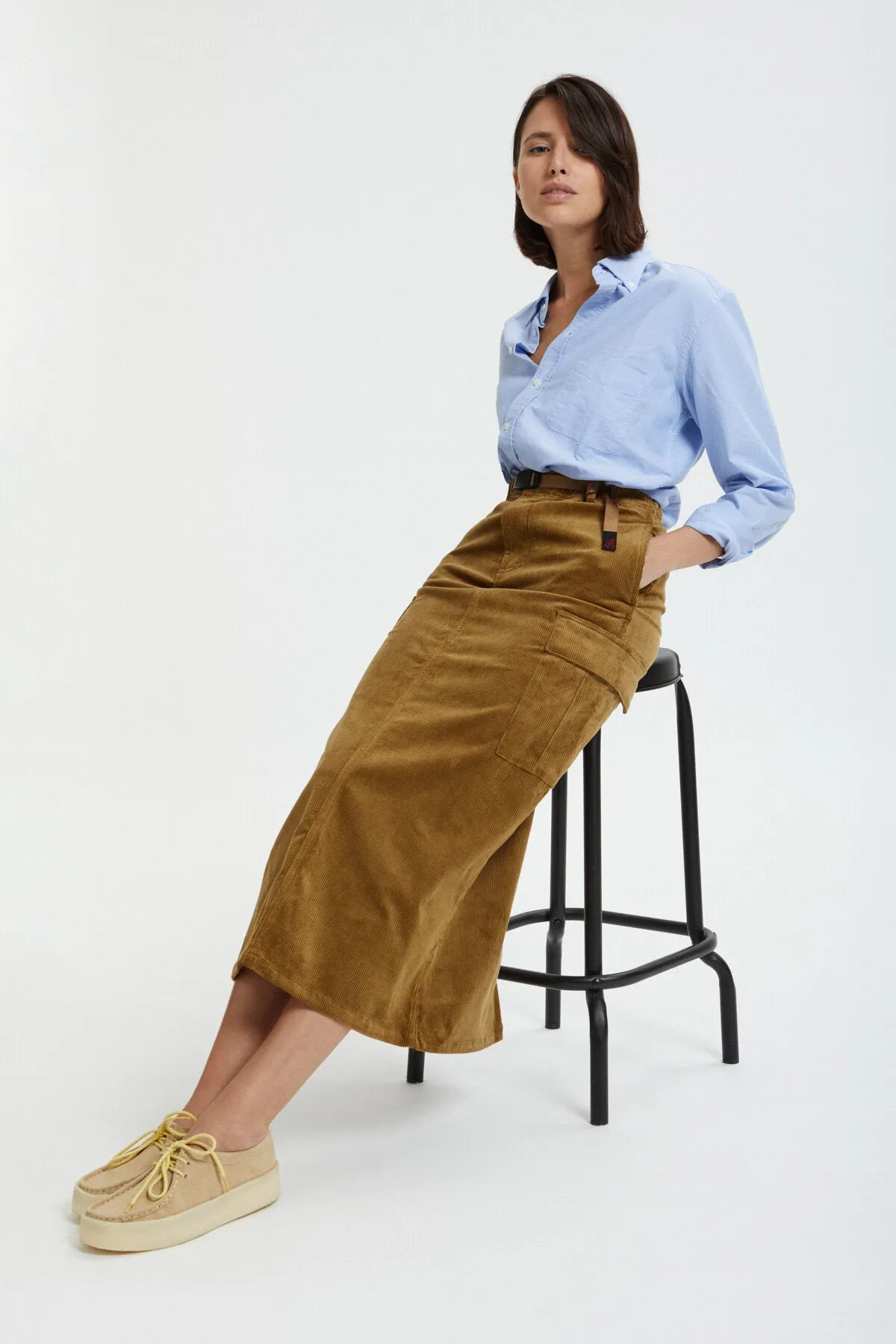 Corduroy Long Cargo Skirt