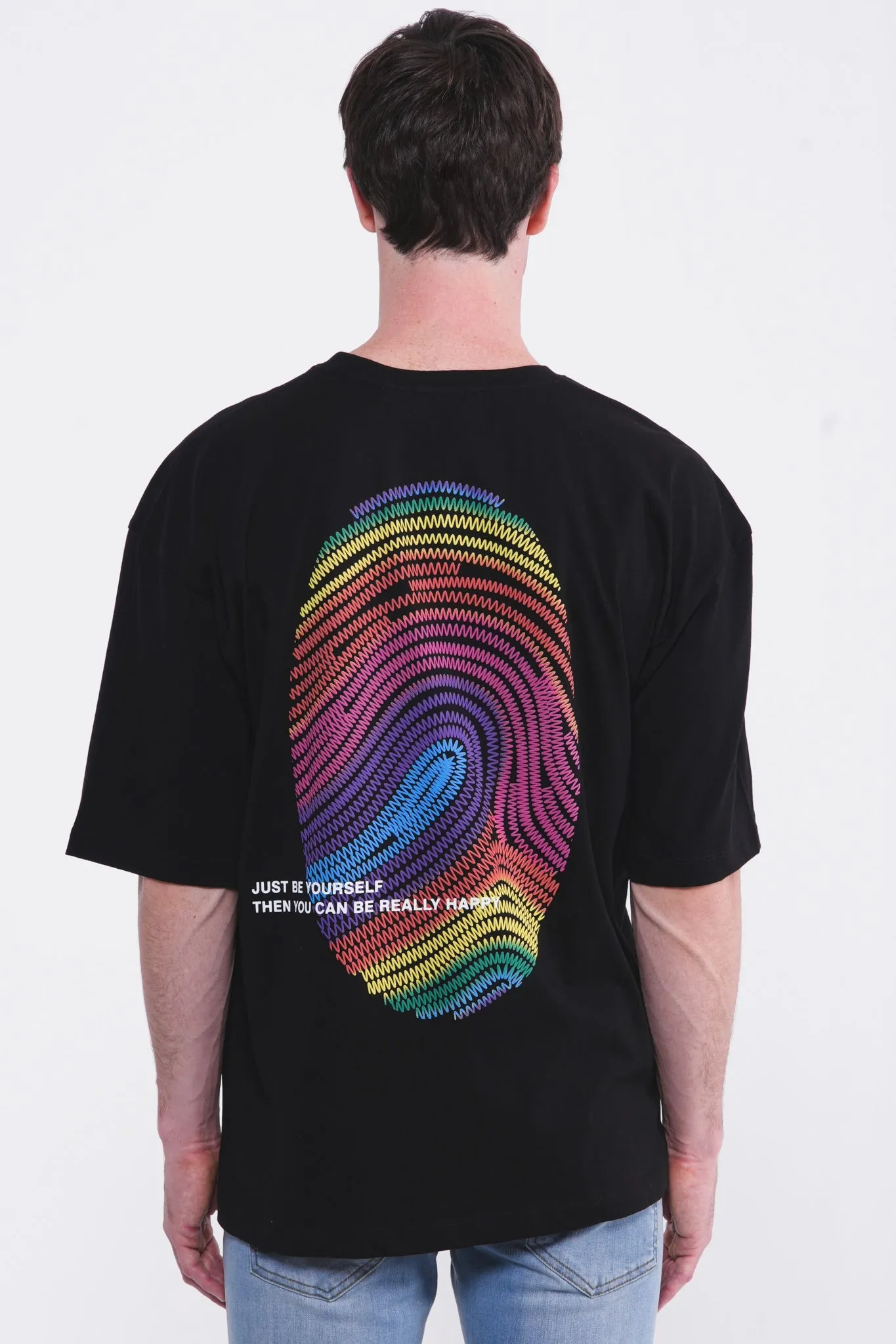 Cosmic Finger Print Oversized Tee Black