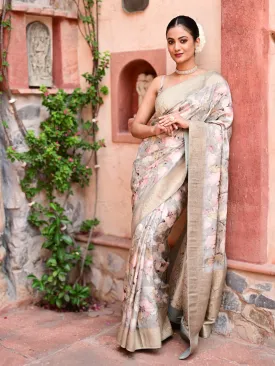 Digital Floral Printed Handloom Saree