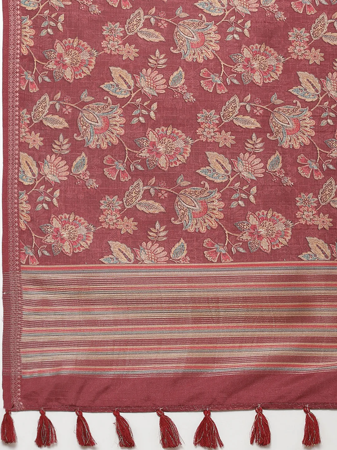 Digital Floral Printed Tussar Saree