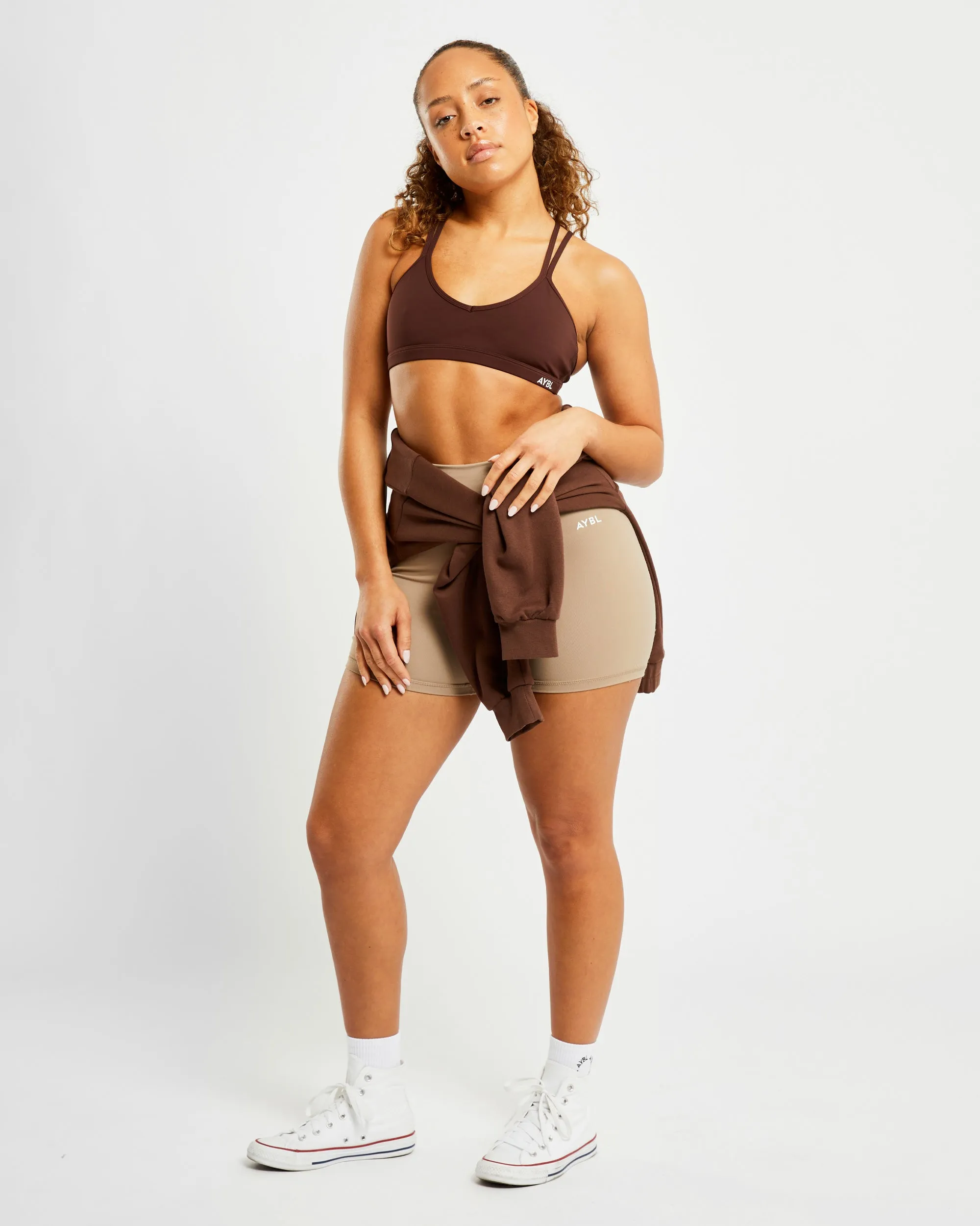 Essential Strappy Sports Bra - Chocolate Brown