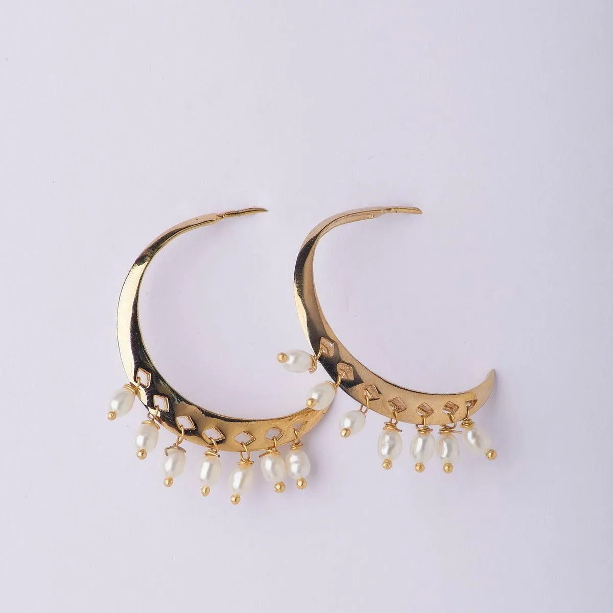 Ethnic Pearl Hanging Earrings