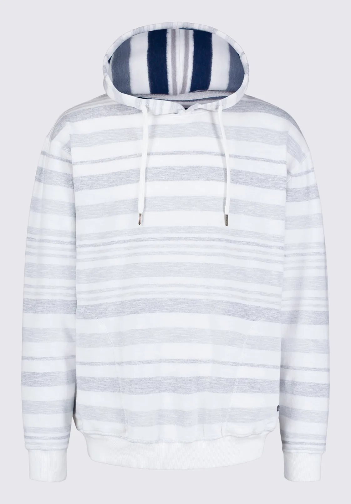 Fazel Men's Striped Hoodie, White with Light Blue - BM24456