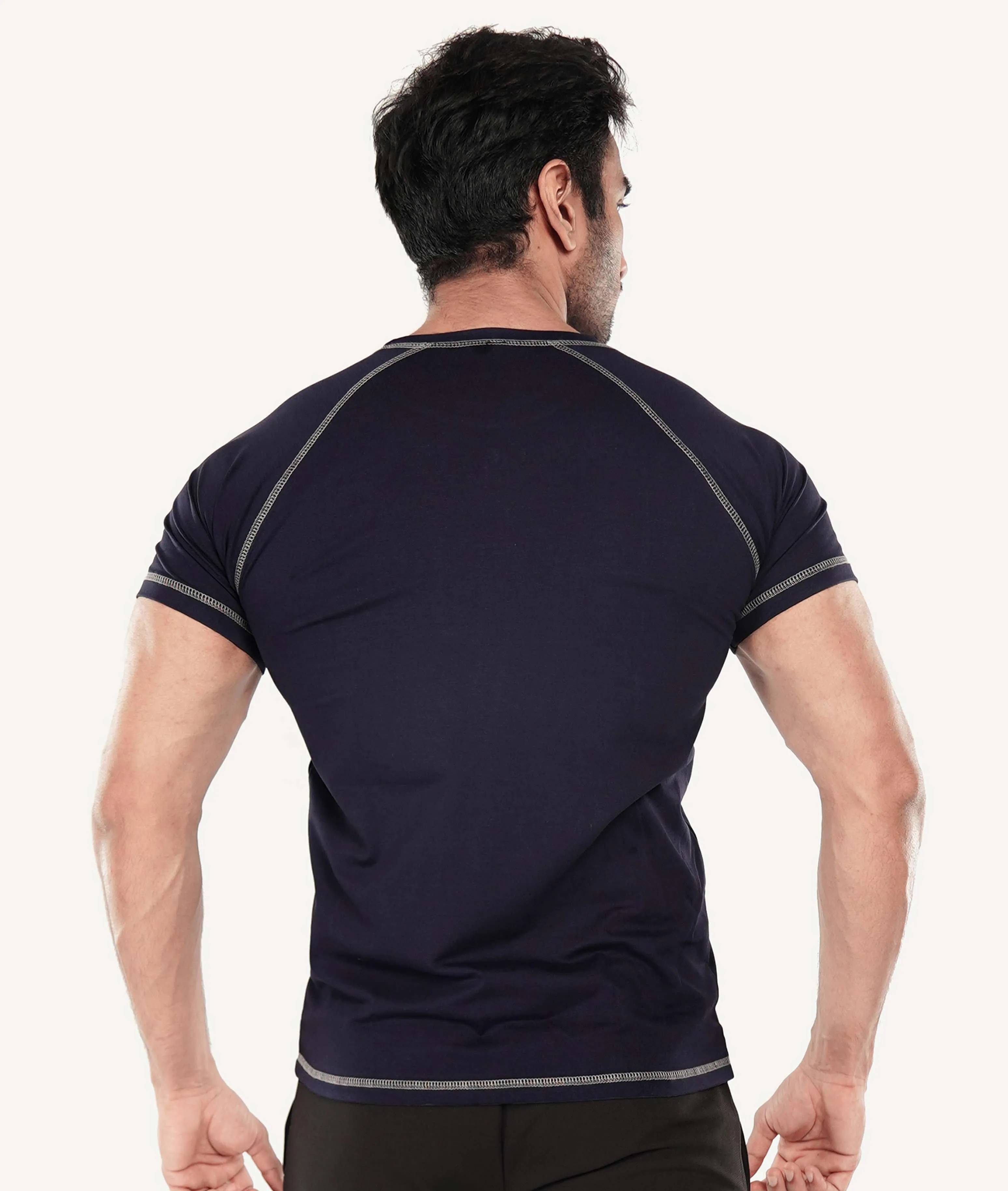 Flex Cotton GymX Tee: Navy blue - Sale