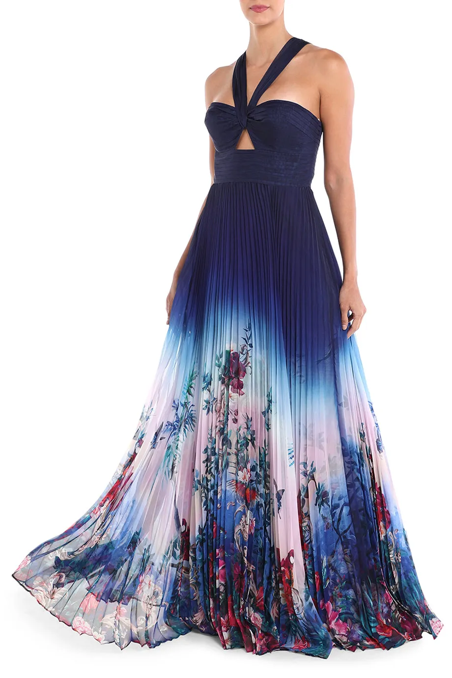 Floral Ombre Halter Gown