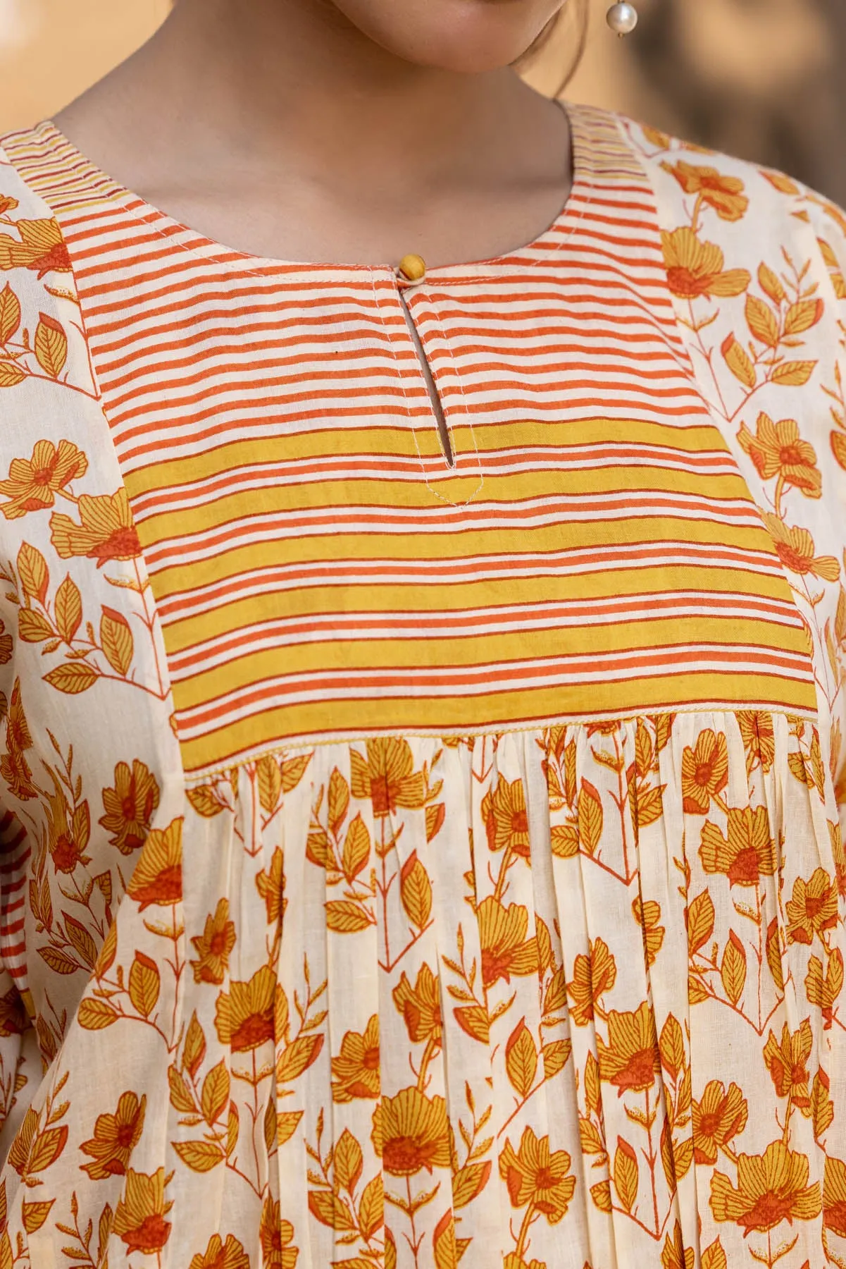 Flowers And Stripes Kurta