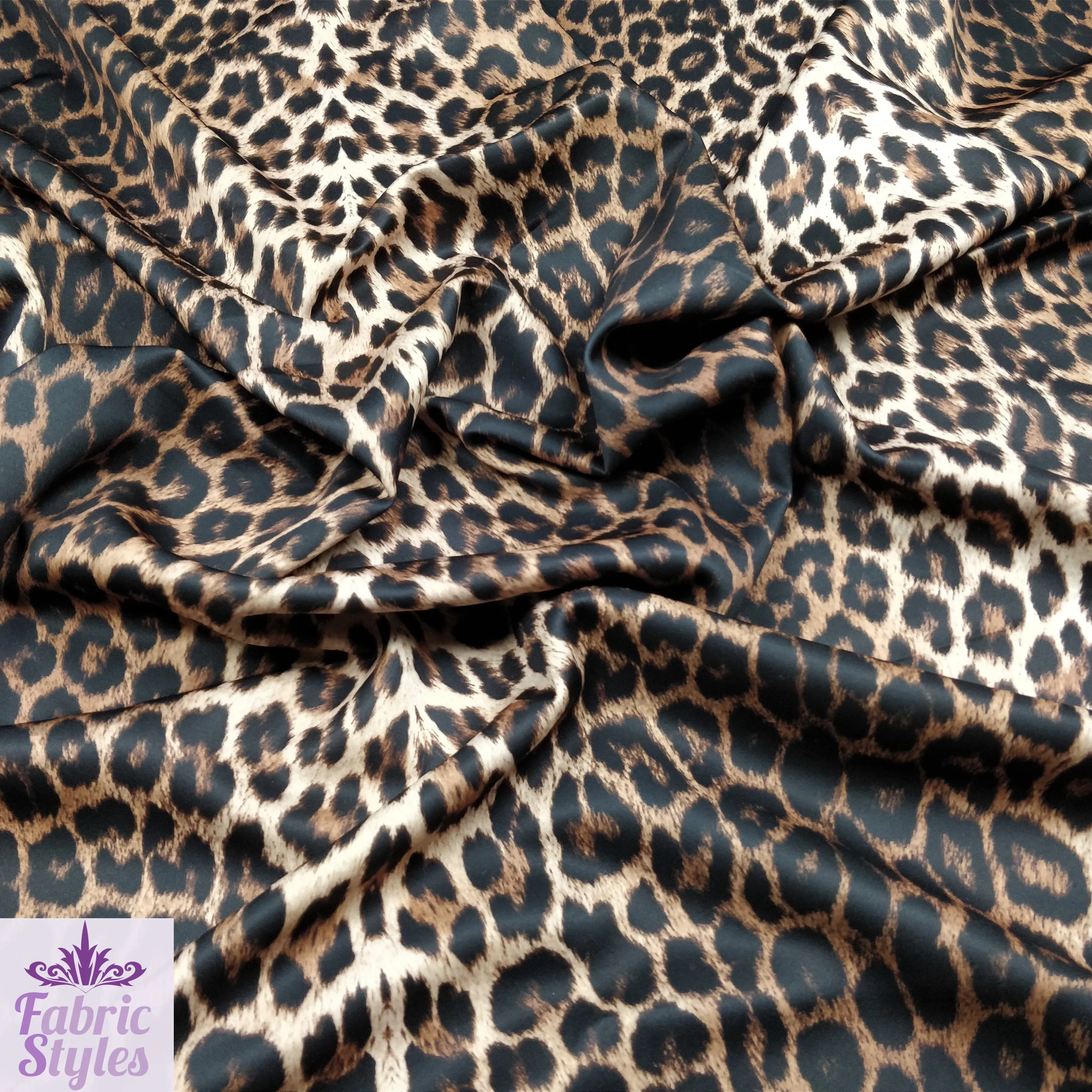 FS005 Leopard Print Scuba, Spun Polyester & Velvet Fabric