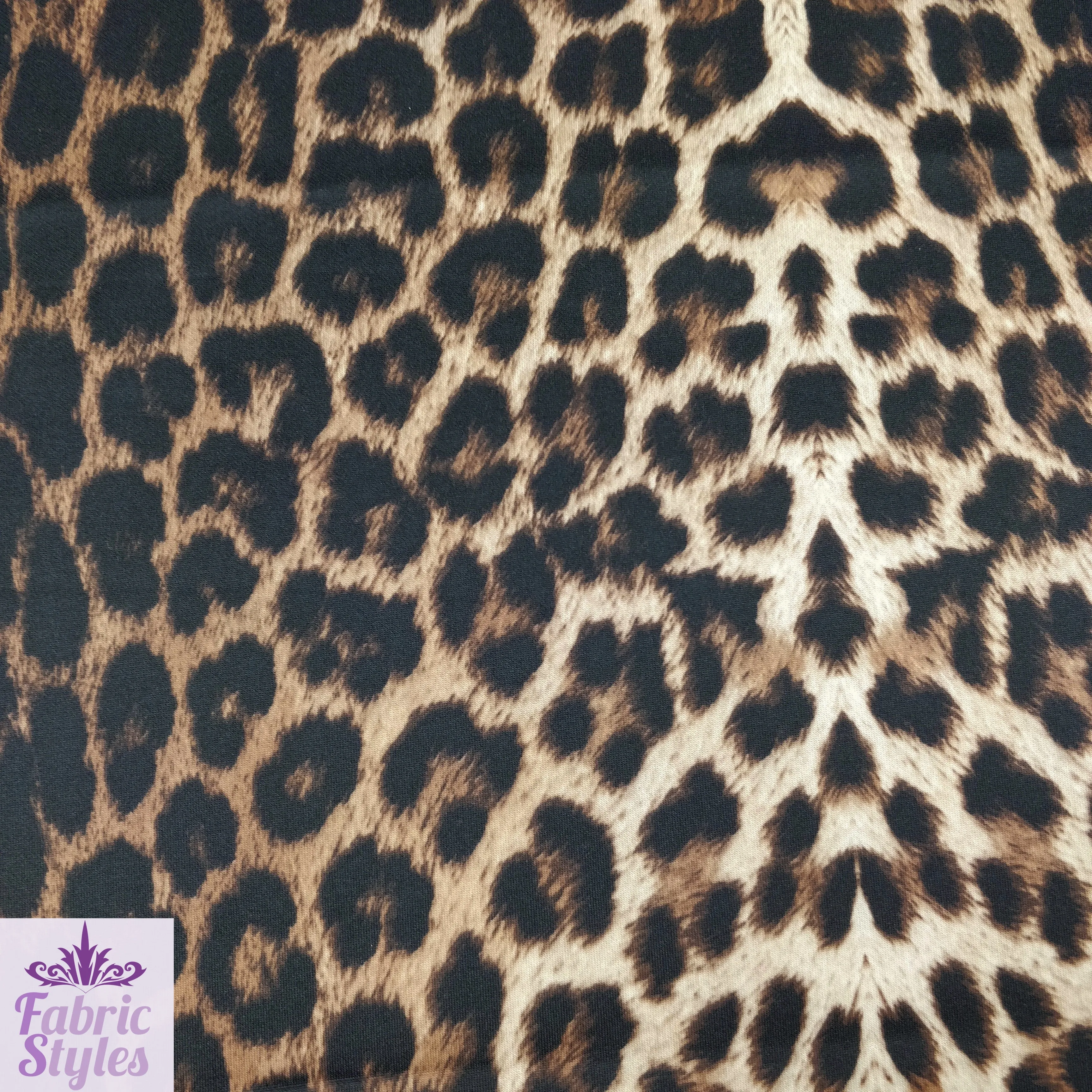 FS005 Leopard Print Scuba, Spun Polyester & Velvet Fabric