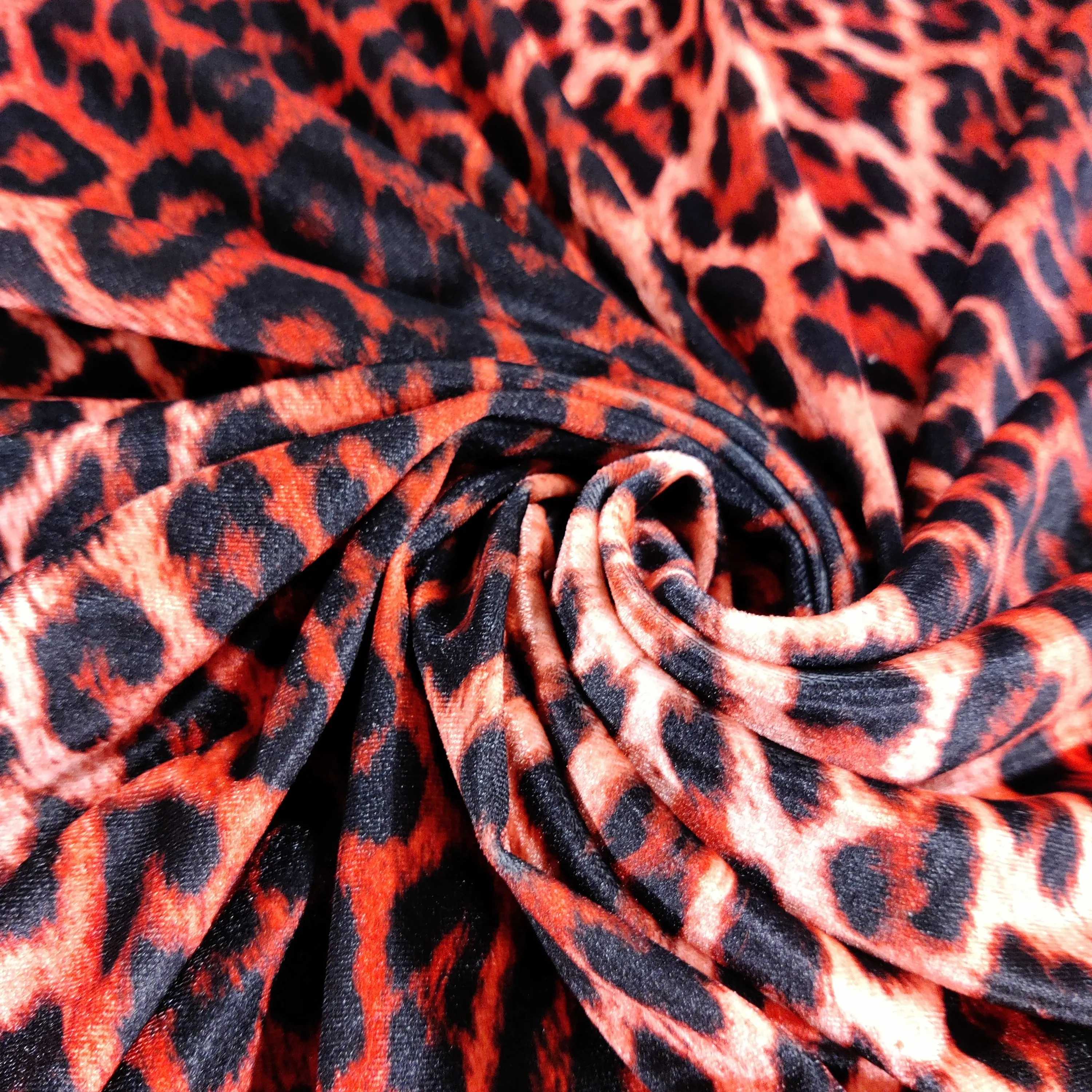 FS005 Leopard Print Scuba, Spun Polyester & Velvet Fabric