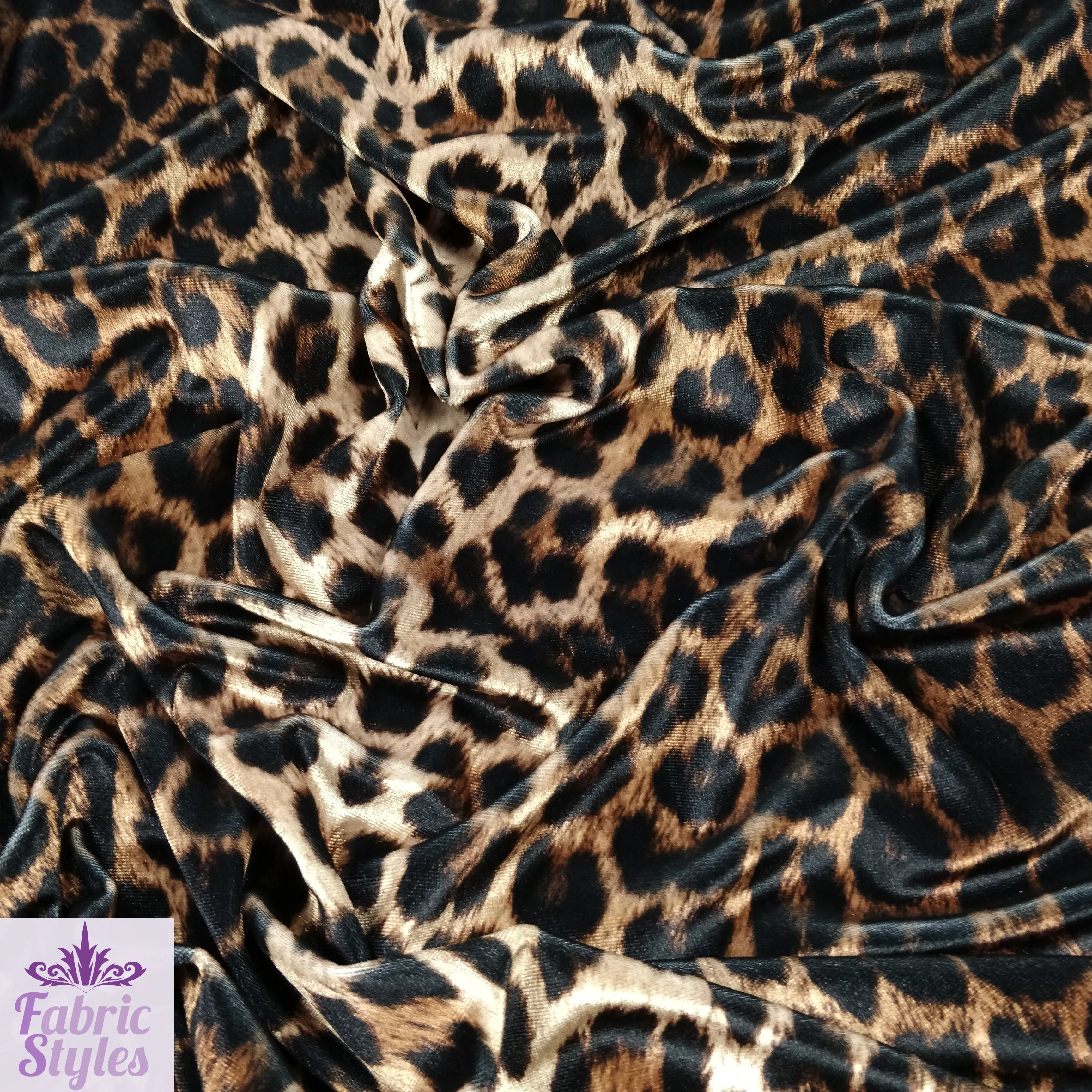 FS005 Leopard Print Scuba, Spun Polyester & Velvet Fabric