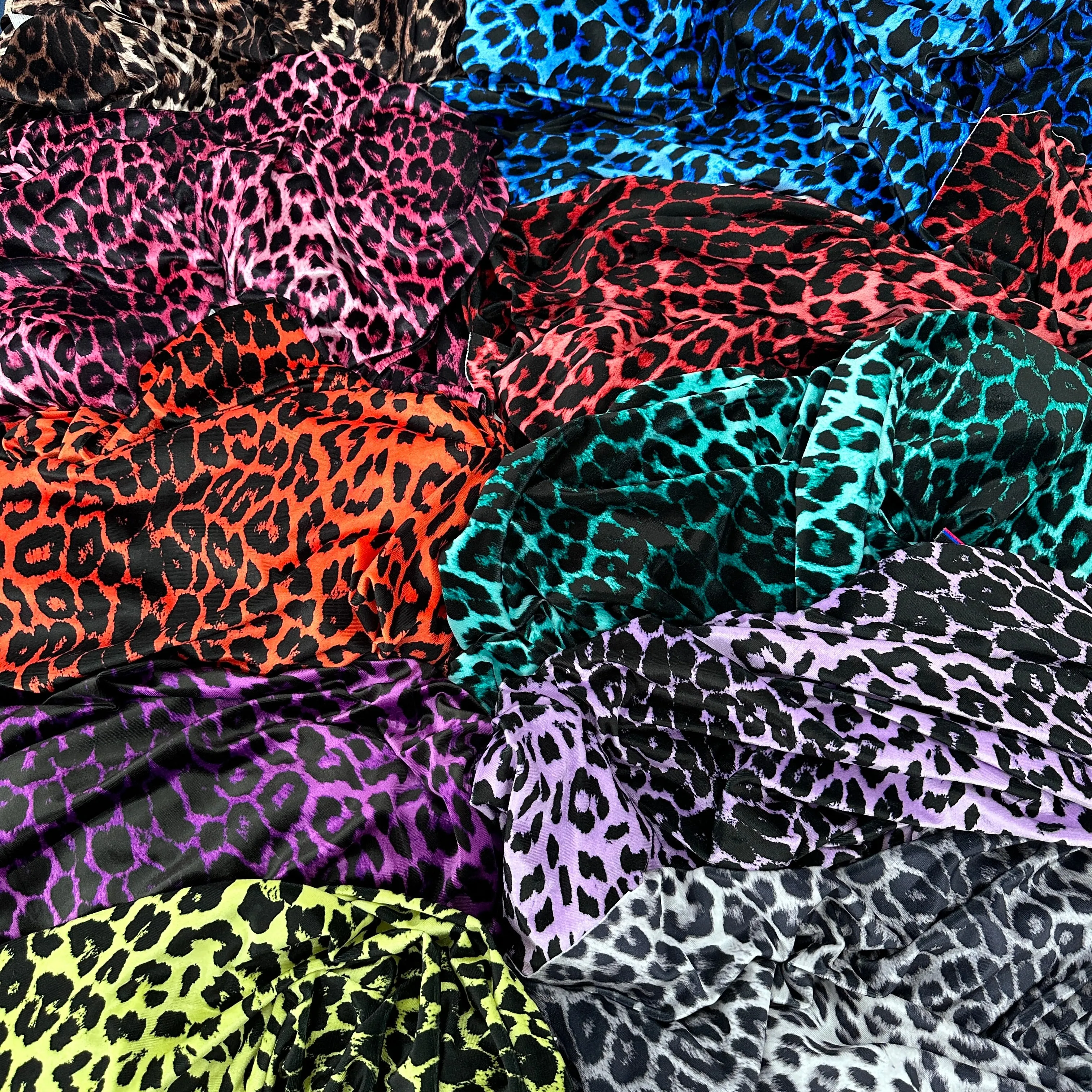 FS005 Leopard Print Scuba, Spun Polyester & Velvet Fabric