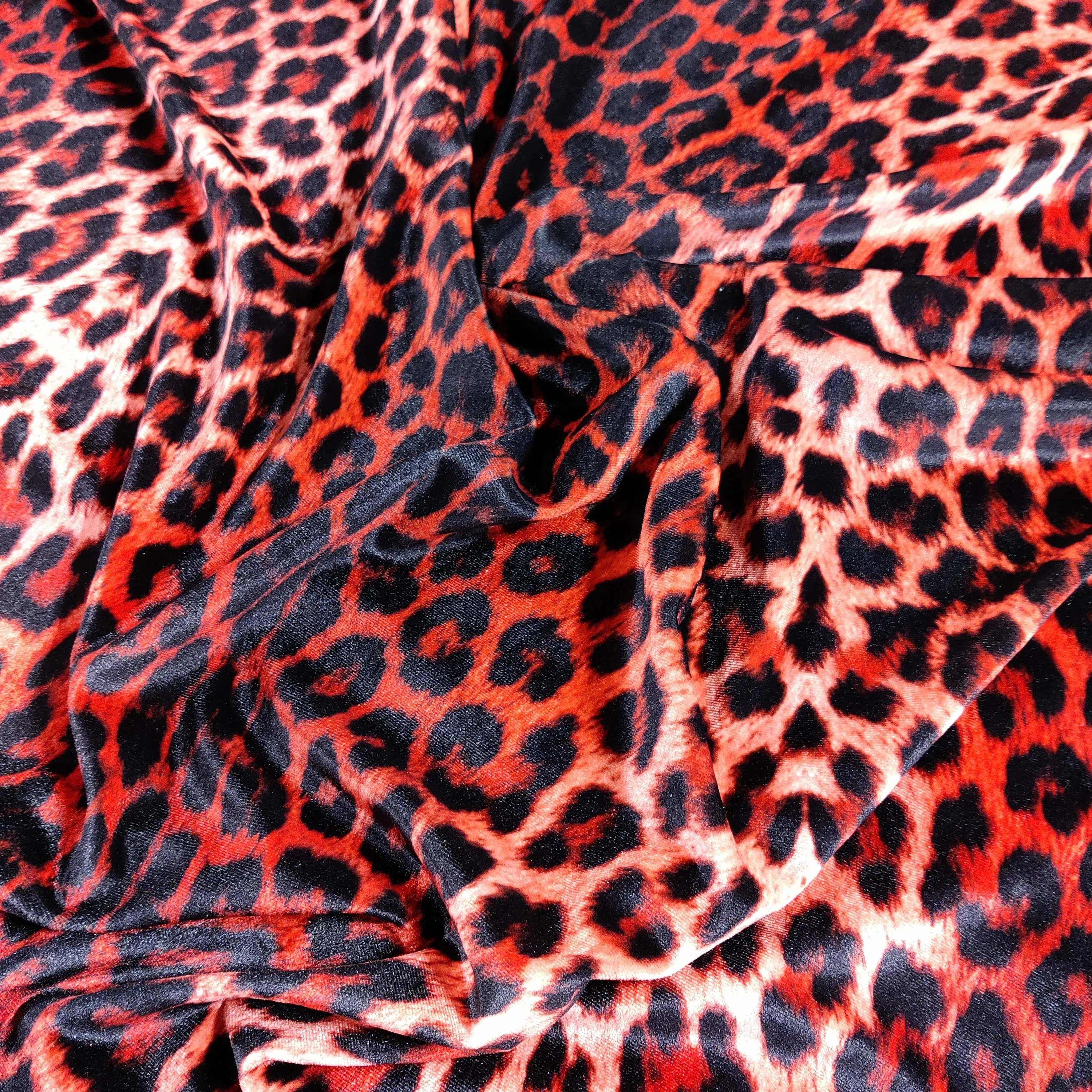 FS005 Leopard Print Scuba, Spun Polyester & Velvet Fabric