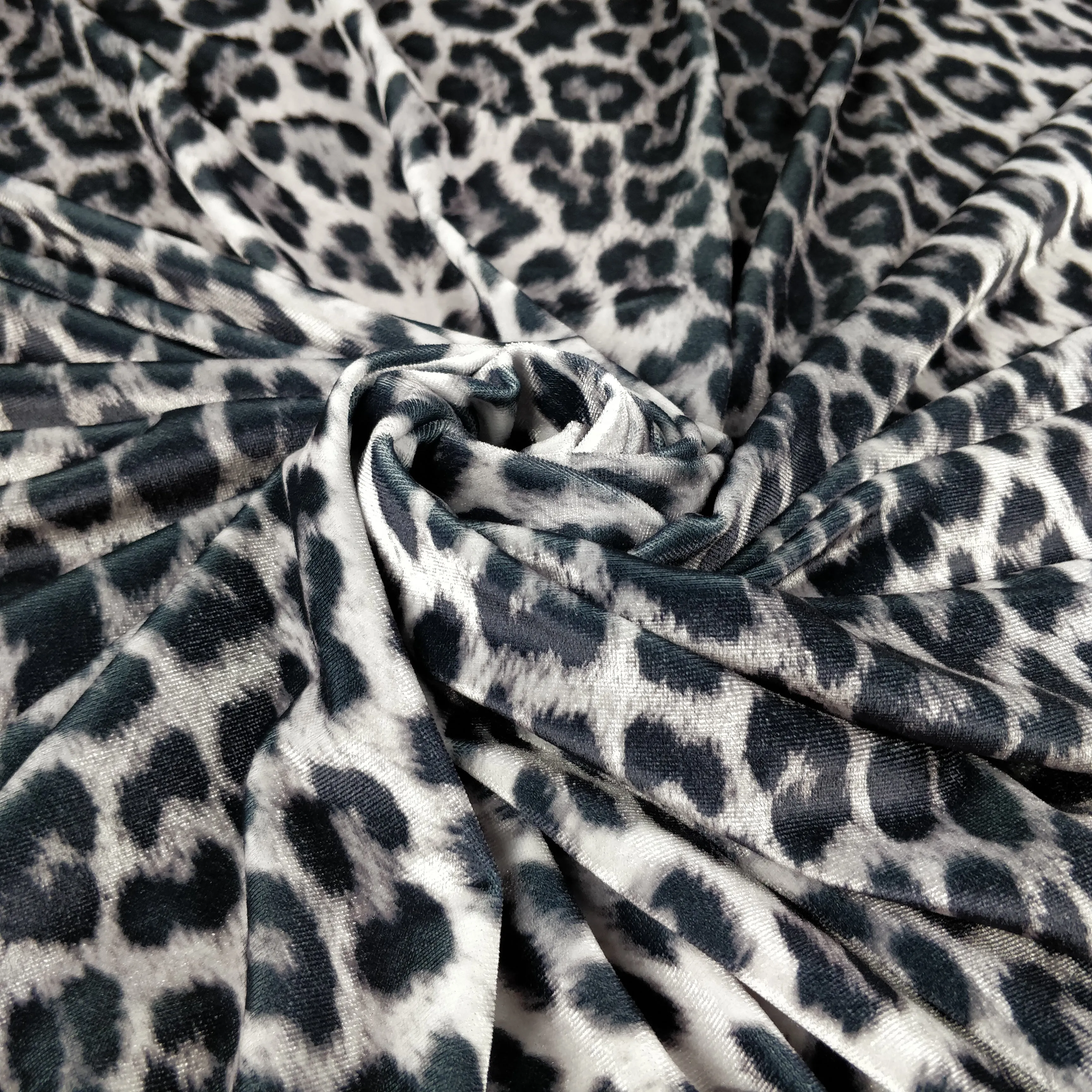 FS005 Leopard Print Scuba, Spun Polyester & Velvet Fabric