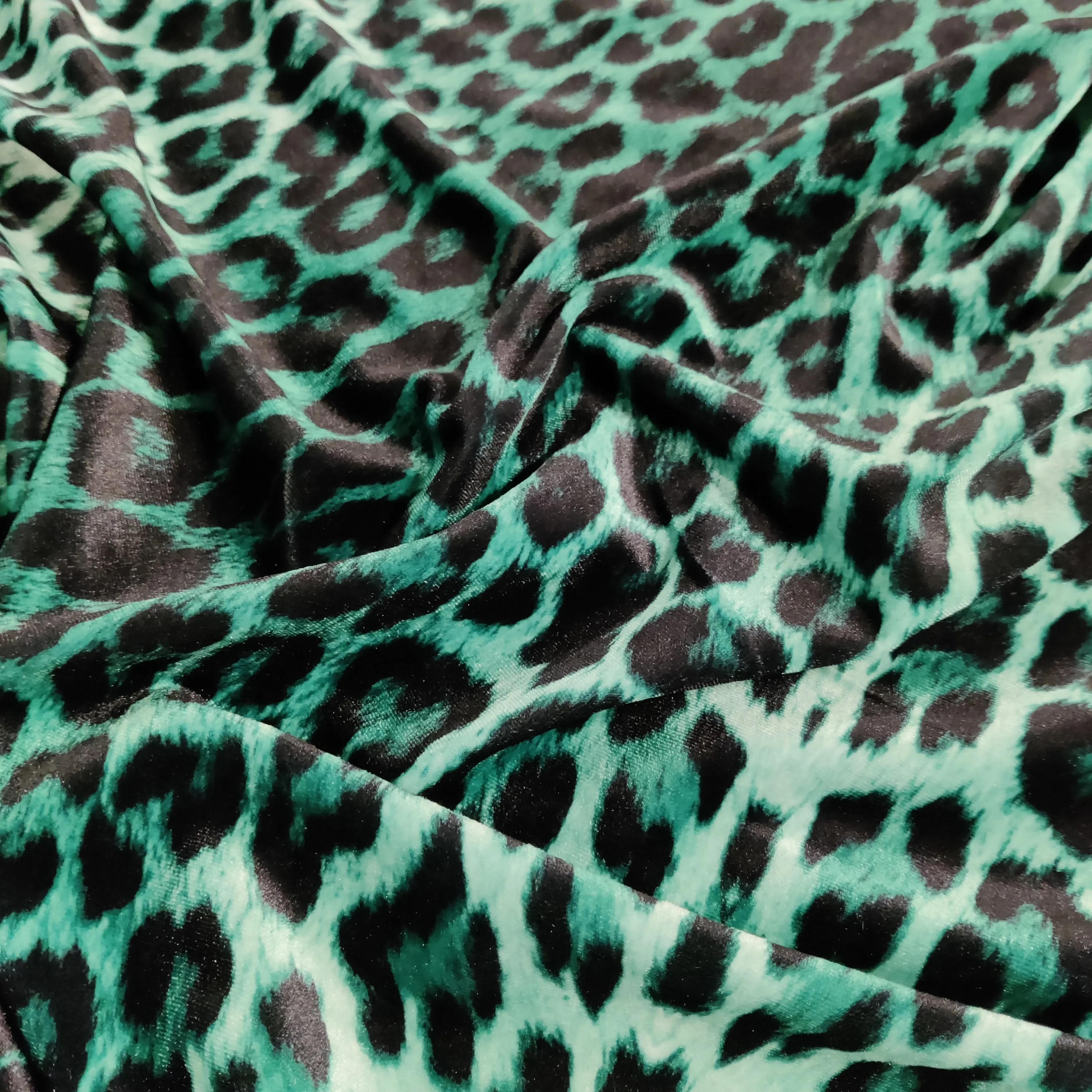 FS005 Leopard Print Scuba, Spun Polyester & Velvet Fabric