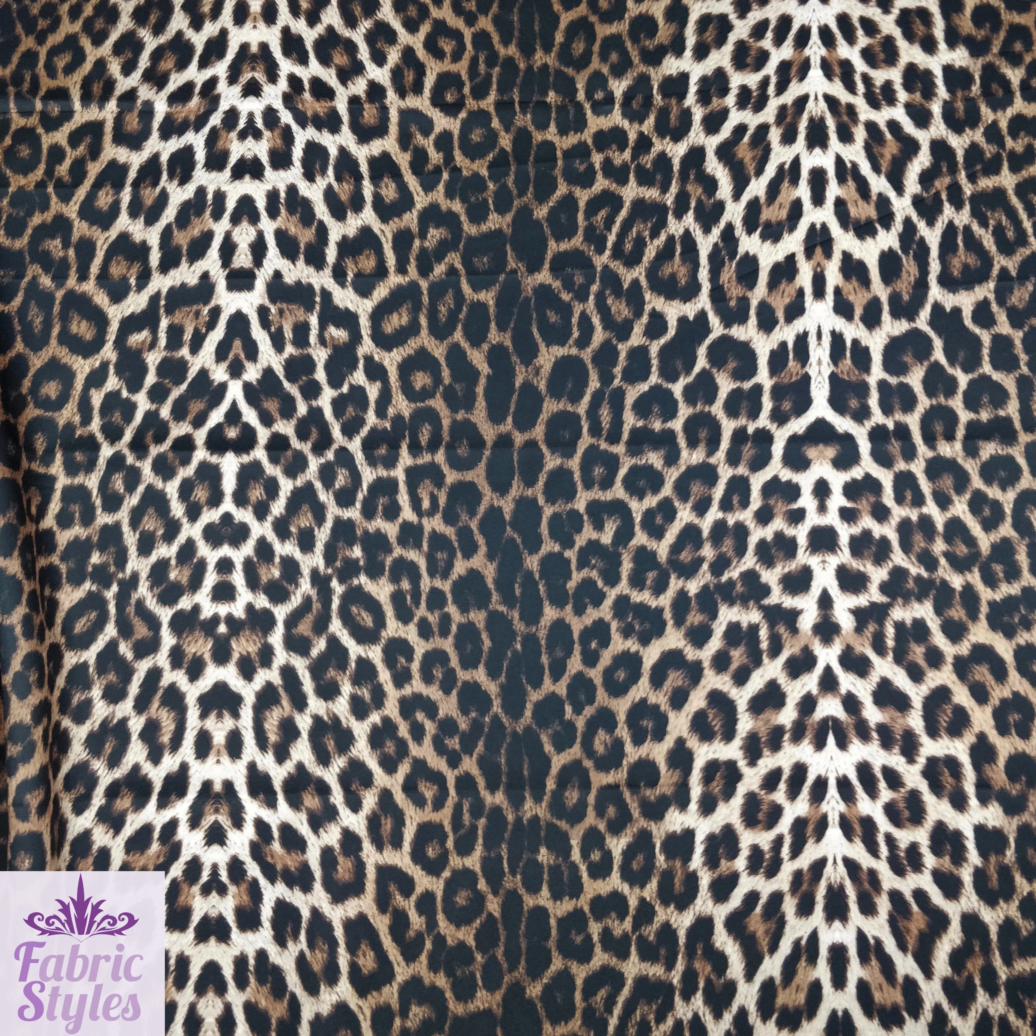 FS005 Leopard Print Scuba, Spun Polyester & Velvet Fabric