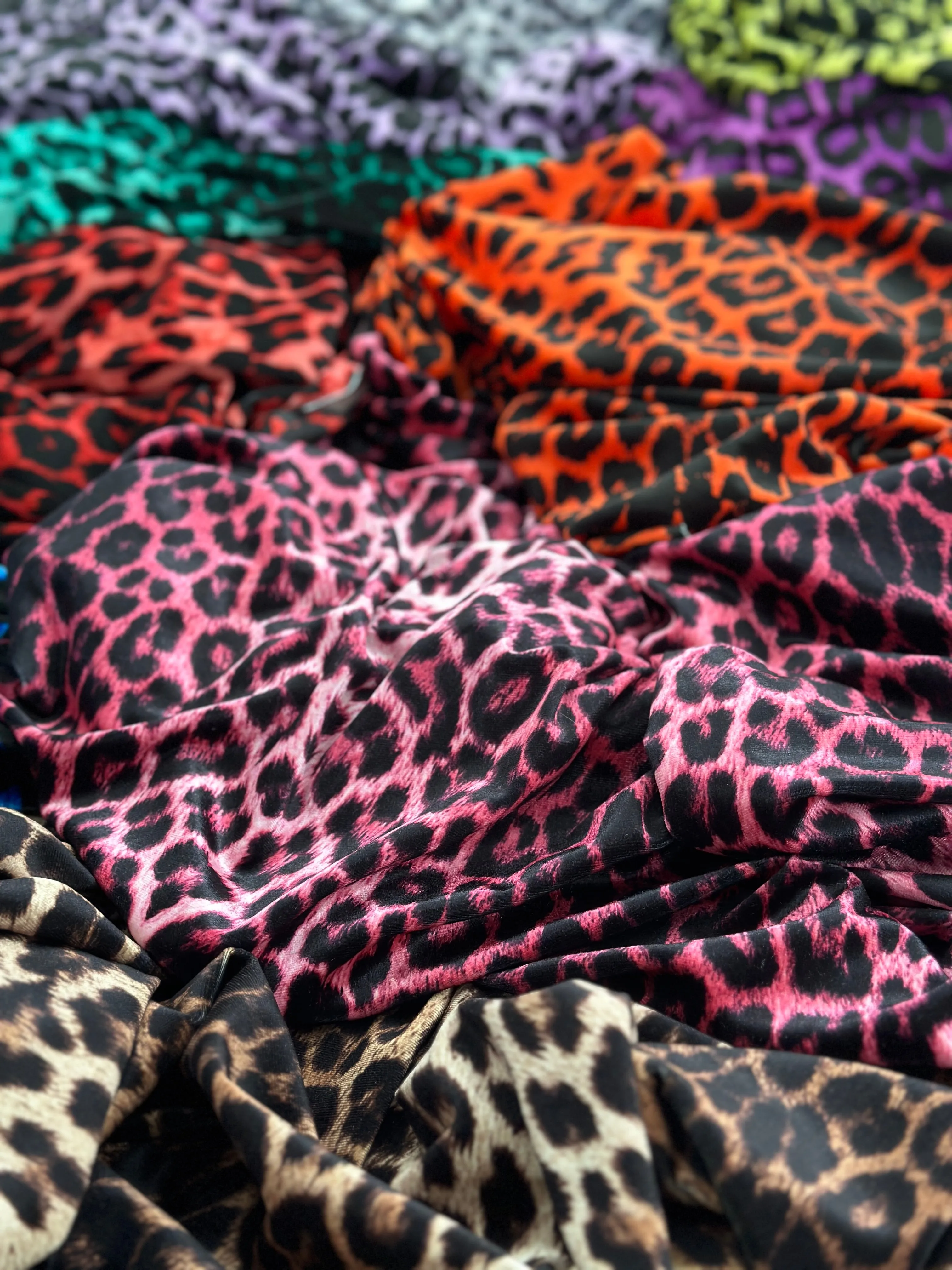 FS005 Leopard Print Scuba, Spun Polyester & Velvet Fabric