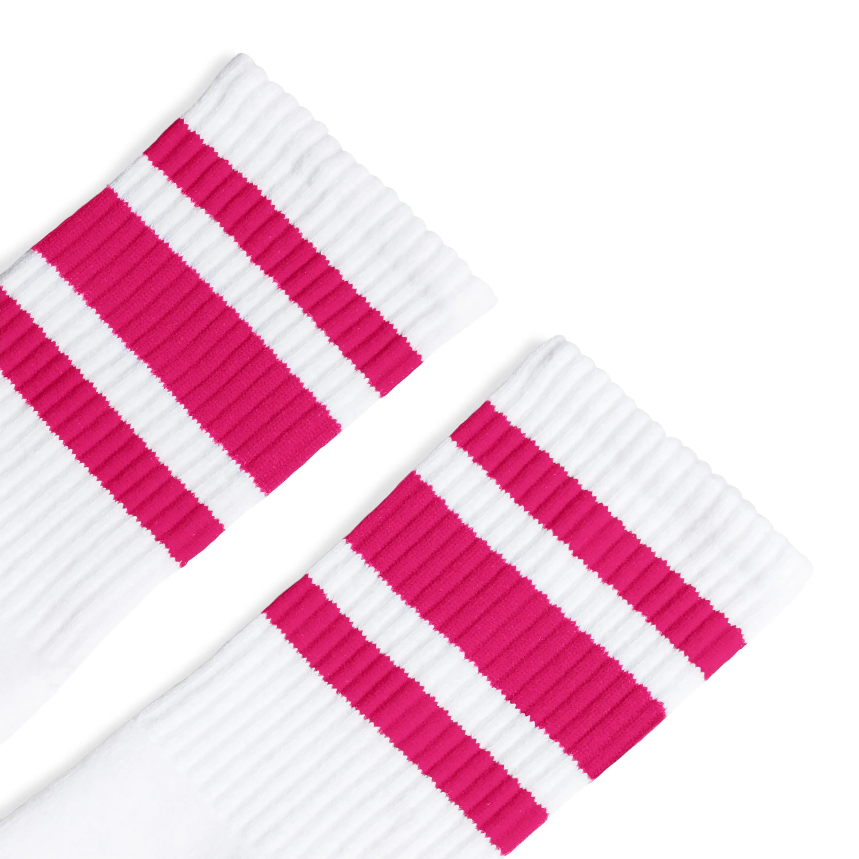 Fuchsia Striped Socks | White