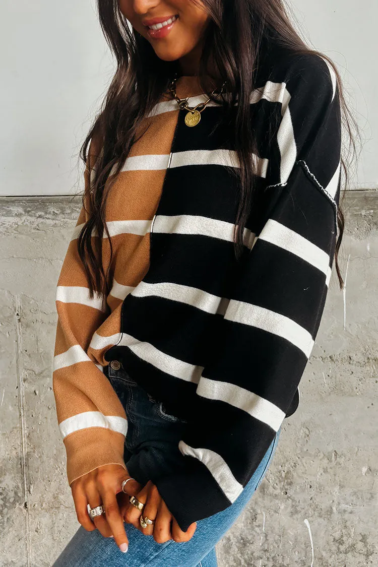 Greer Striped Sweater - Black