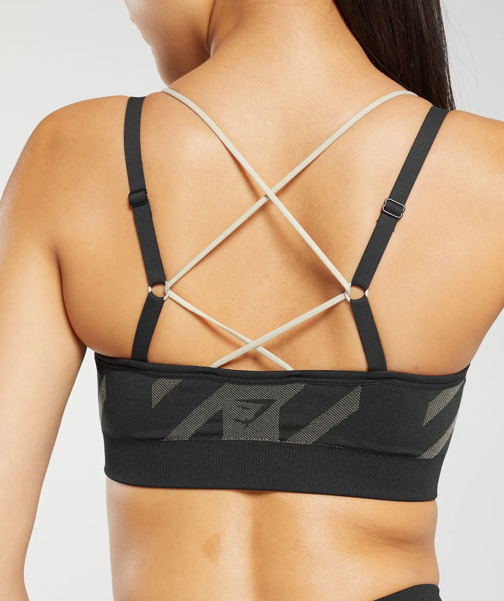 Gymshark Apex Limit Seamless Ruched Sports Bra - Black/Washed Stone Brown