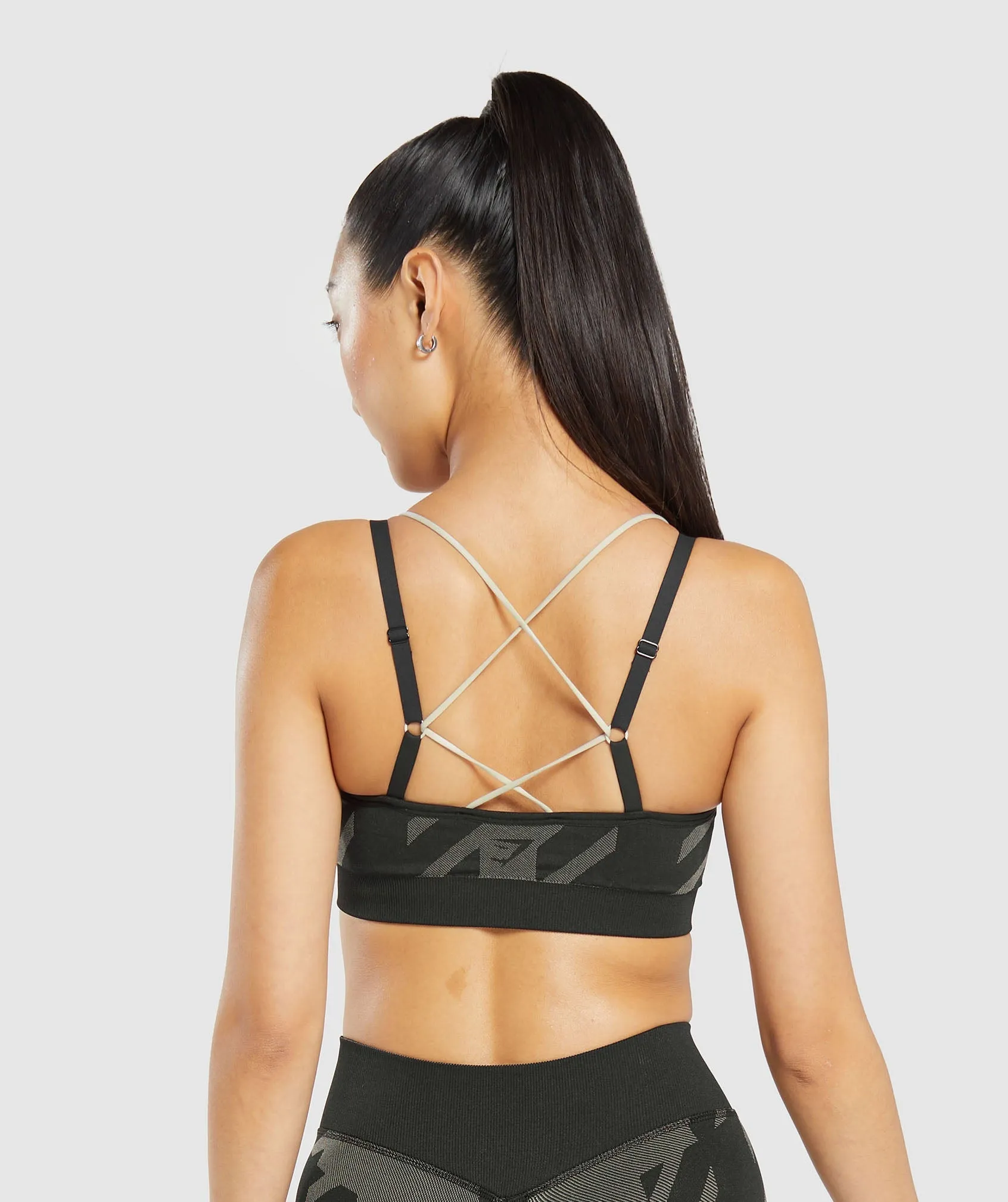 Gymshark Apex Limit Seamless Ruched Sports Bra - Black/Washed Stone Brown