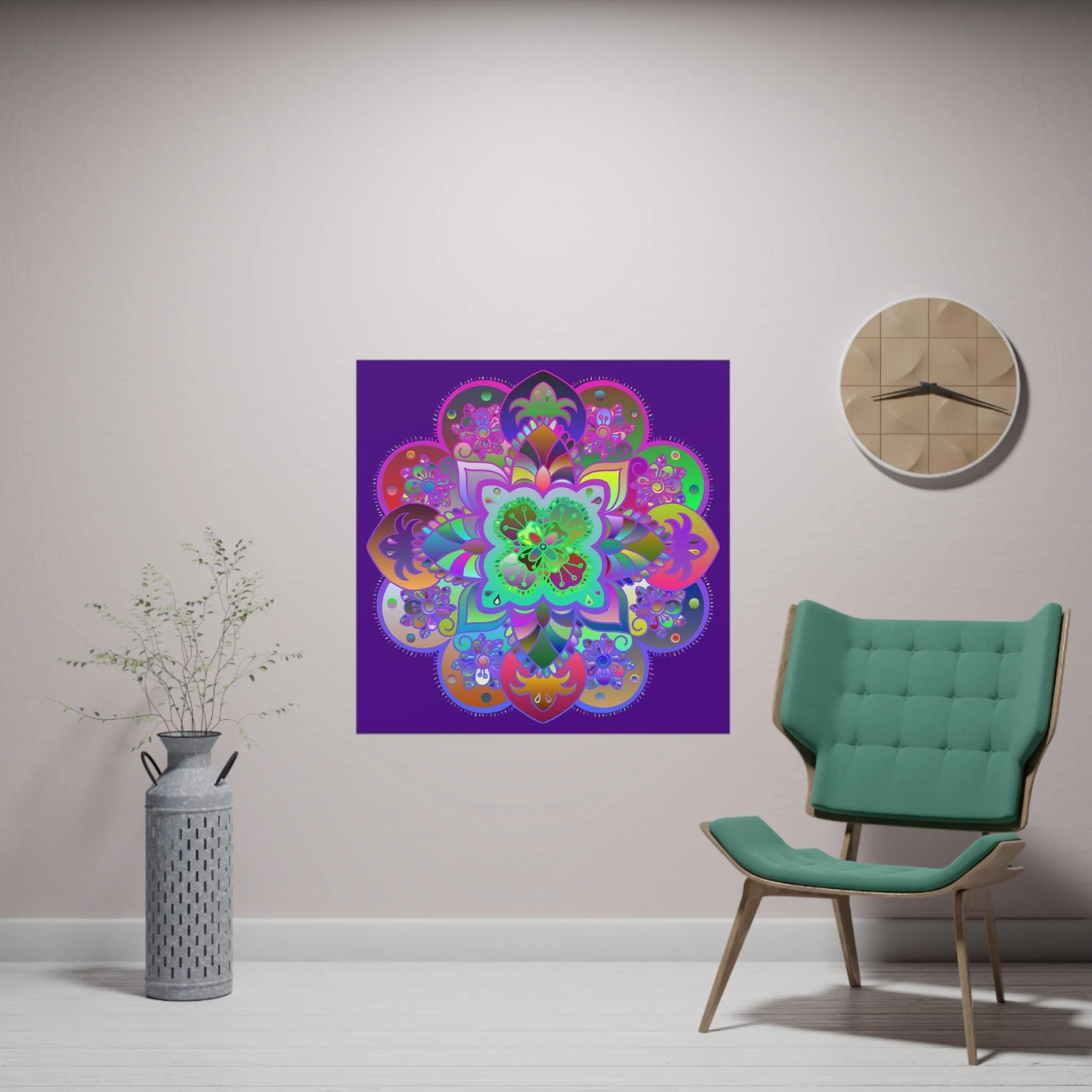 Hand-Drawn Mandala Art Poster - Dark Purple