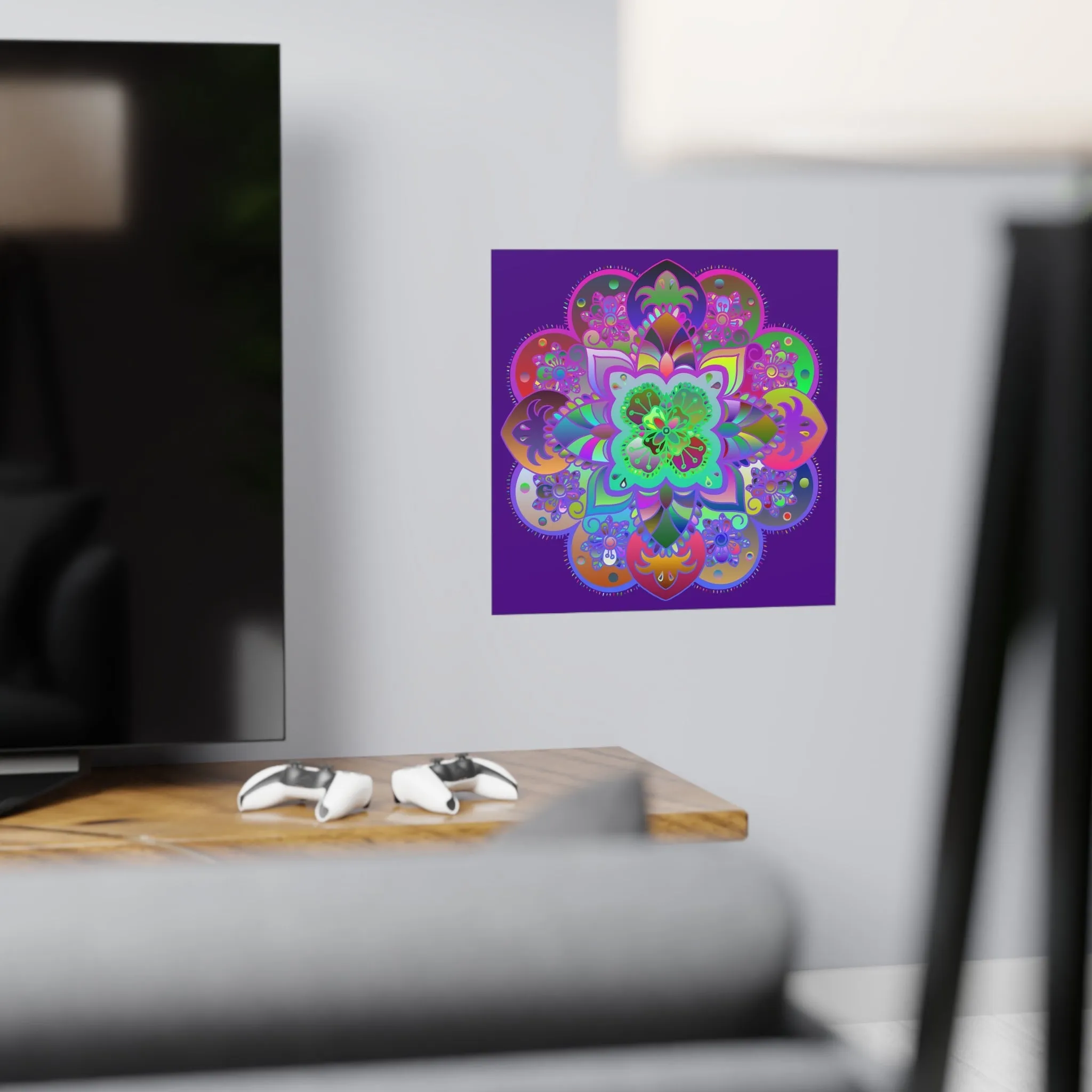 Hand-Drawn Mandala Art Poster - Dark Purple