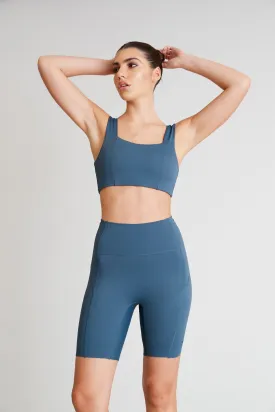 Hustle Square Neck Sports Bra (Pacific Green)