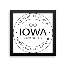 Iowa - Framed Print - Latitude & Longitude