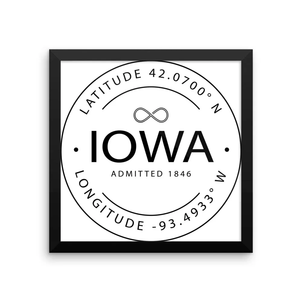 Iowa - Framed Print - Latitude & Longitude