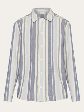 Loose jacquard woven striped shirt - GOTS/Vegan - Blue stripe