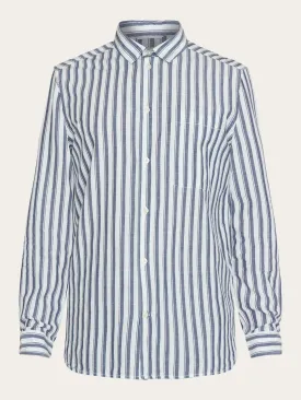 Loose striped slub shirt - GOTS/Vegan - Blue stripe