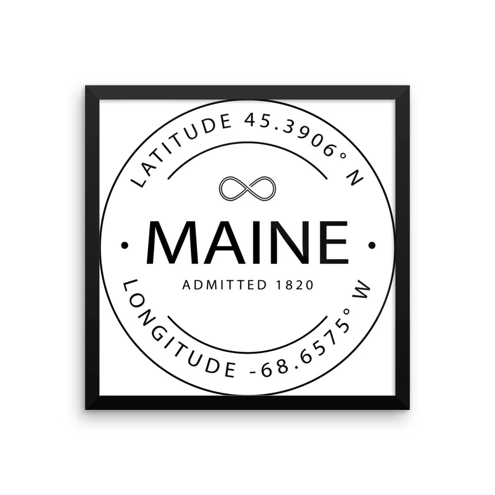 Maine - Framed Print - Latitude & Longitude