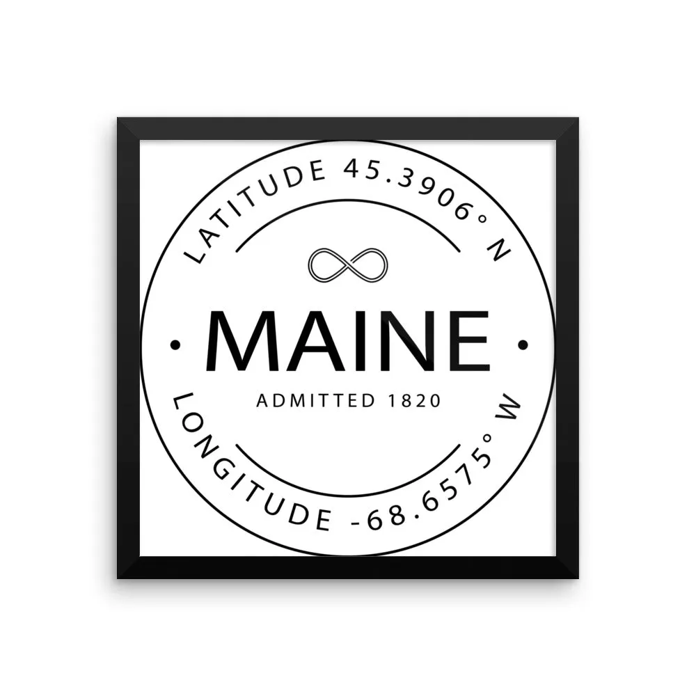 Maine - Framed Print - Latitude & Longitude