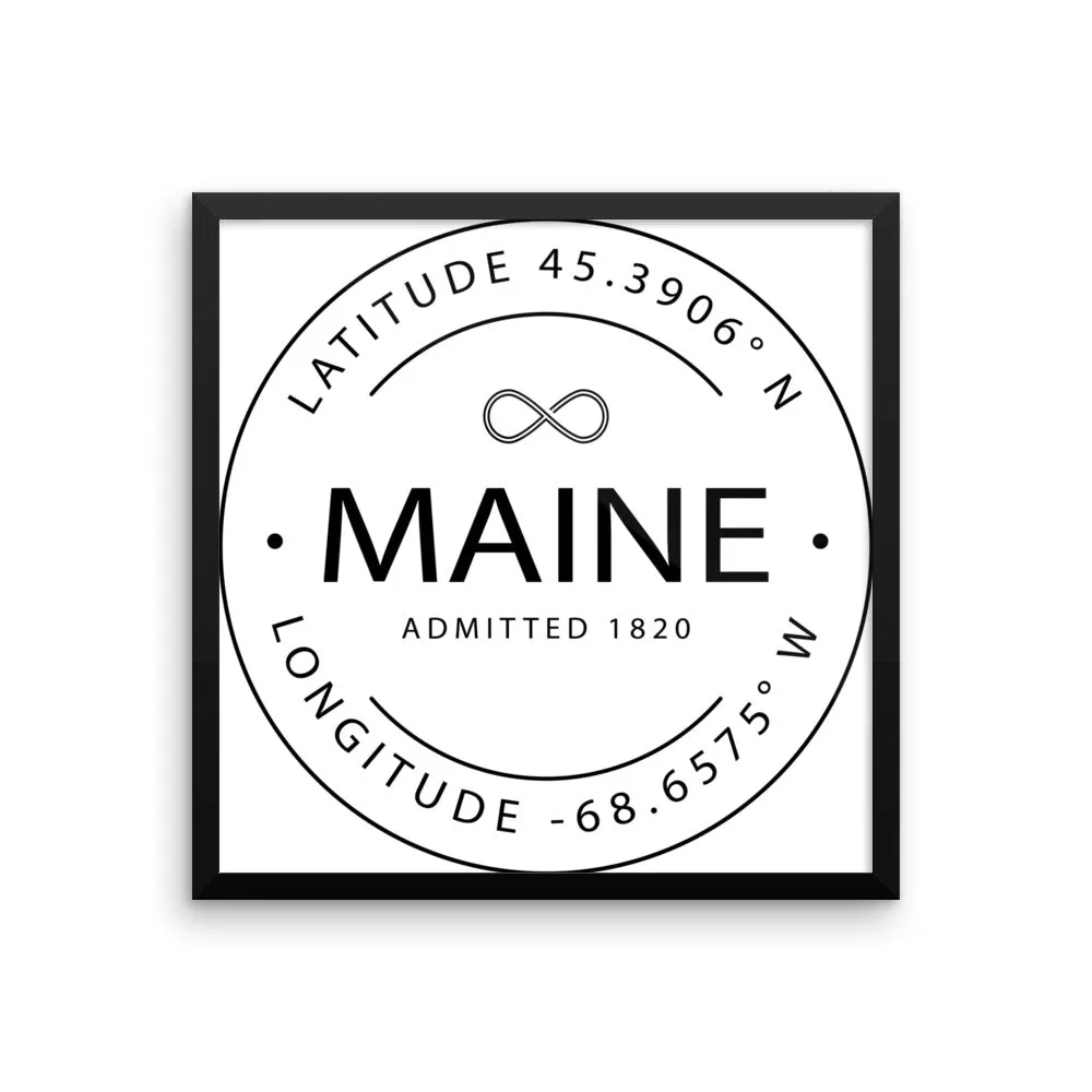 Maine - Framed Print - Latitude & Longitude