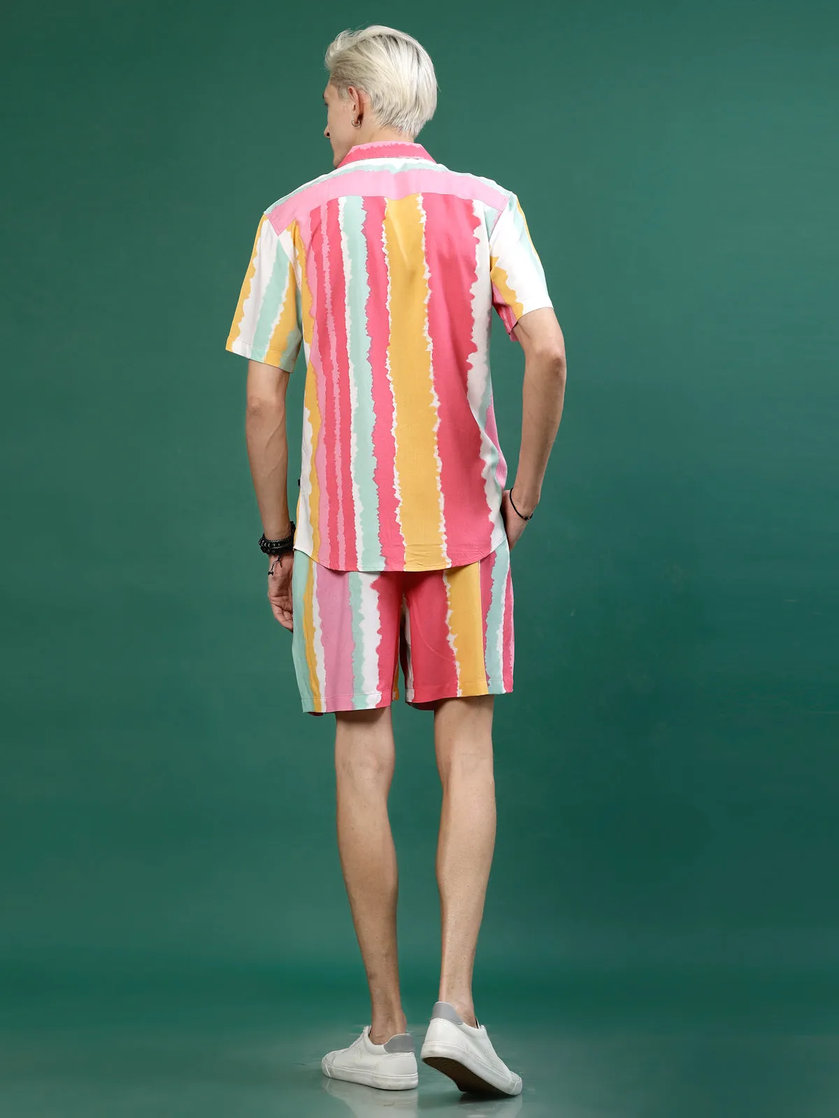 Men's Multicolored Stripes Co-ords