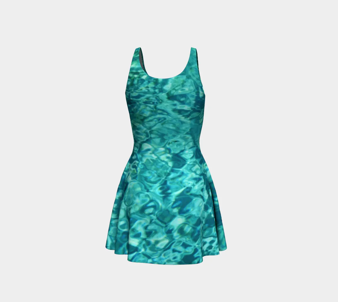 Mermaid Spandex Dress - STYLE Skater - COLOR Pool Blue Water