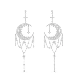 Moon Drop Earrings - Silver