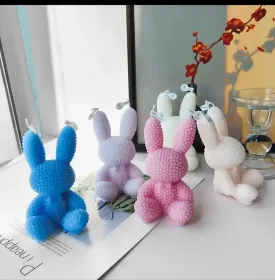 (Pack of 2 ) 3D Pearl Rabbit Candle | 3D Pearls Bunny Candle | 3D Home Decor Bear Aroma Handmade Pearl Rabbit Candle