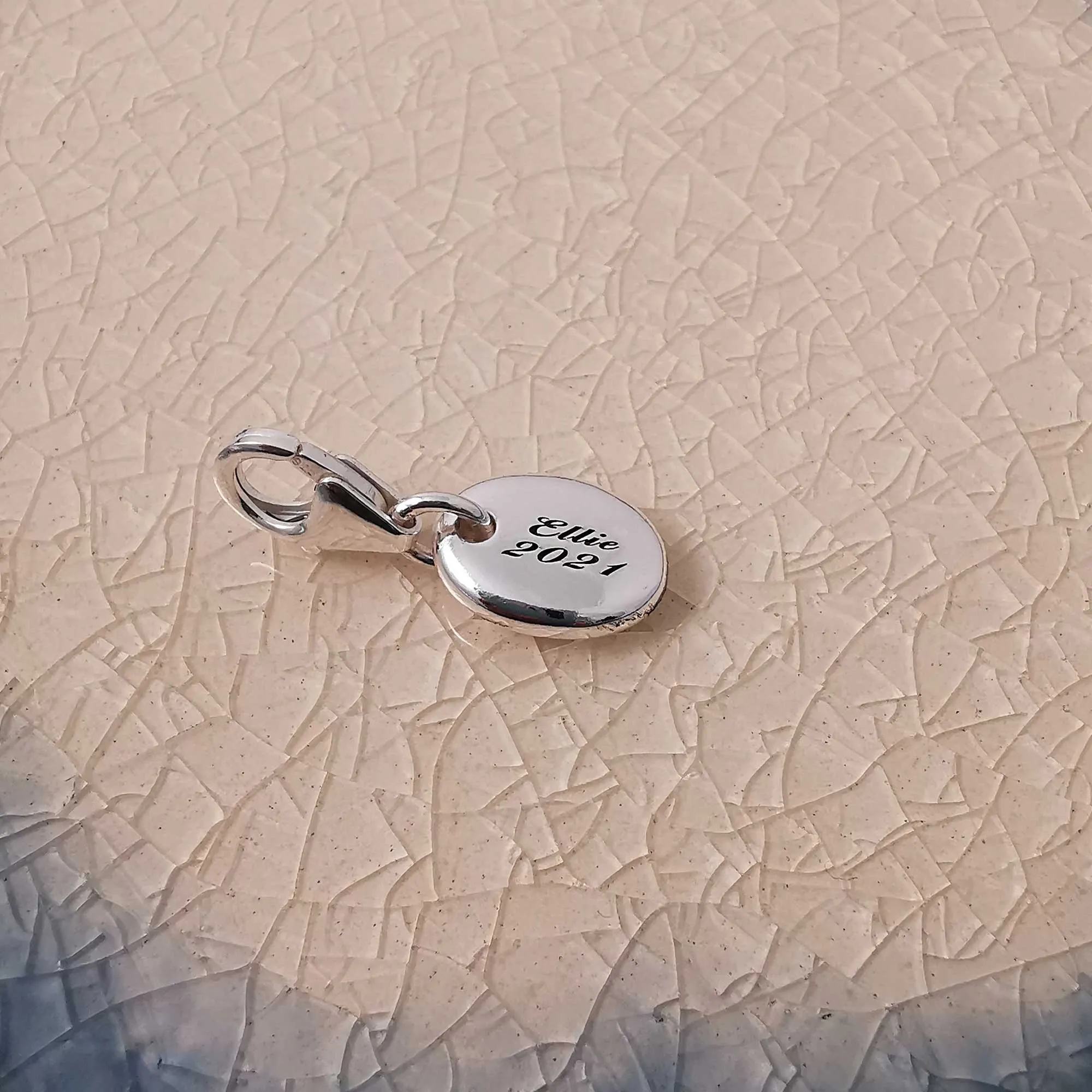 Pebble Personalised Silver Charm