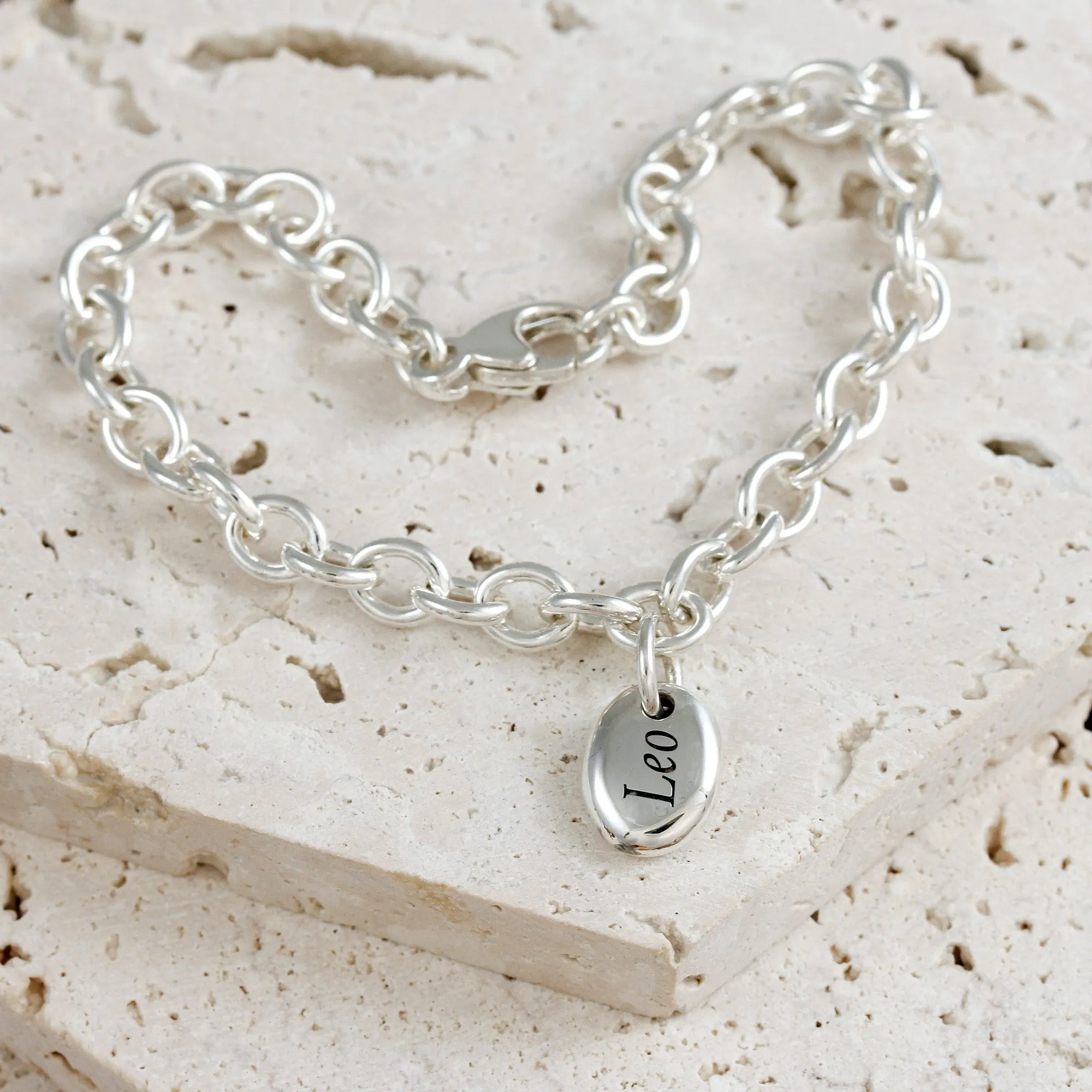 Pebble Personalised Silver Charm