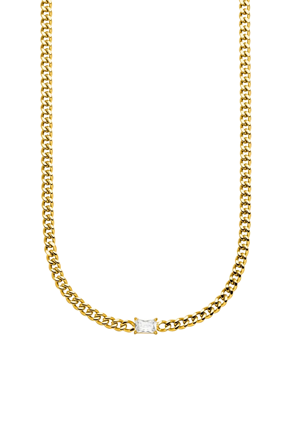 Radiant Curb Necklace 14K Gold Plated