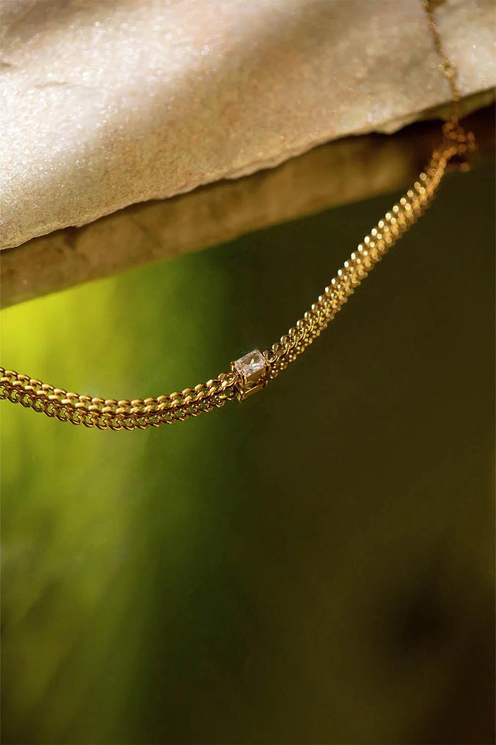 Radiant Curb Necklace 14K Gold Plated