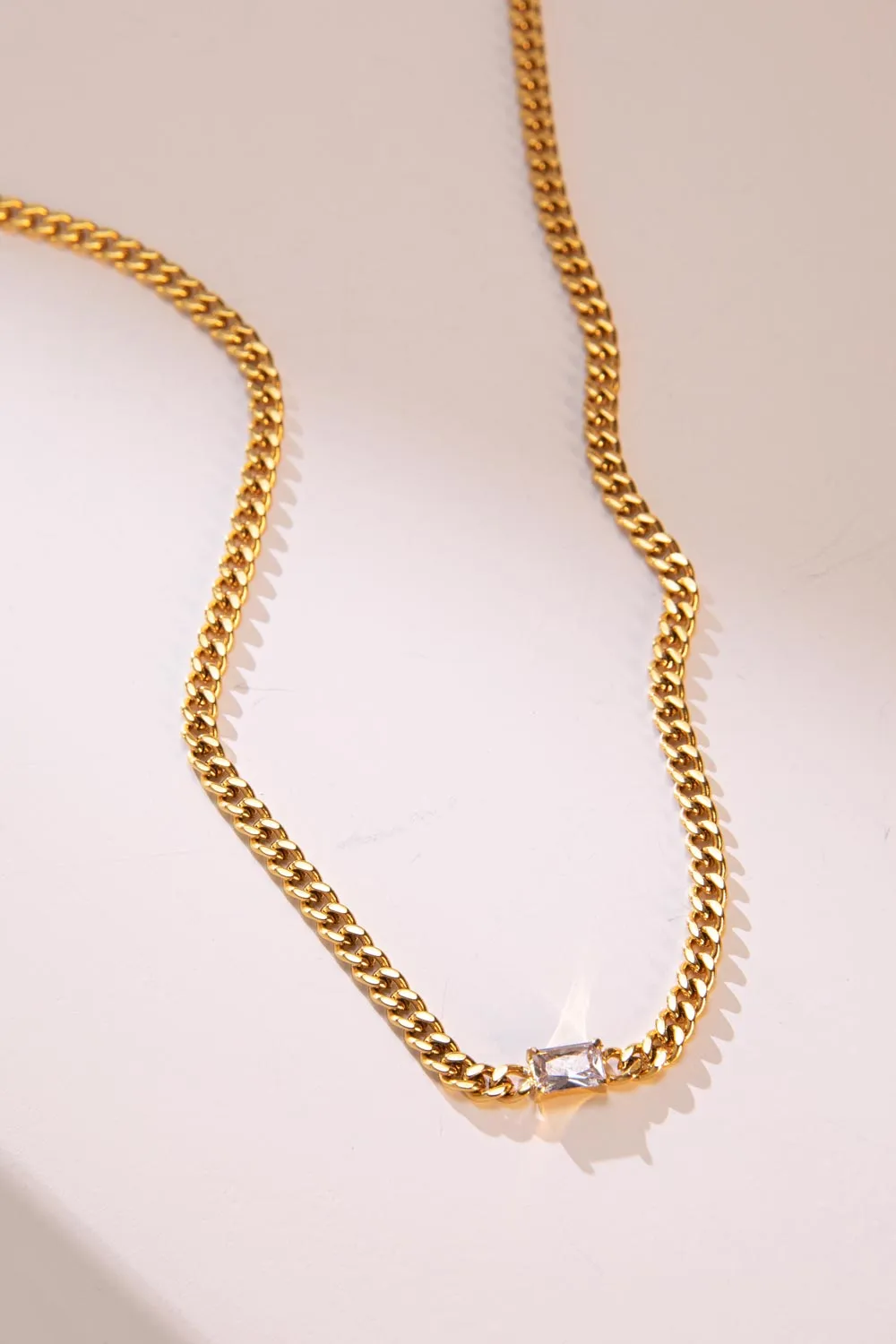 Radiant Curb Necklace 14K Gold Plated