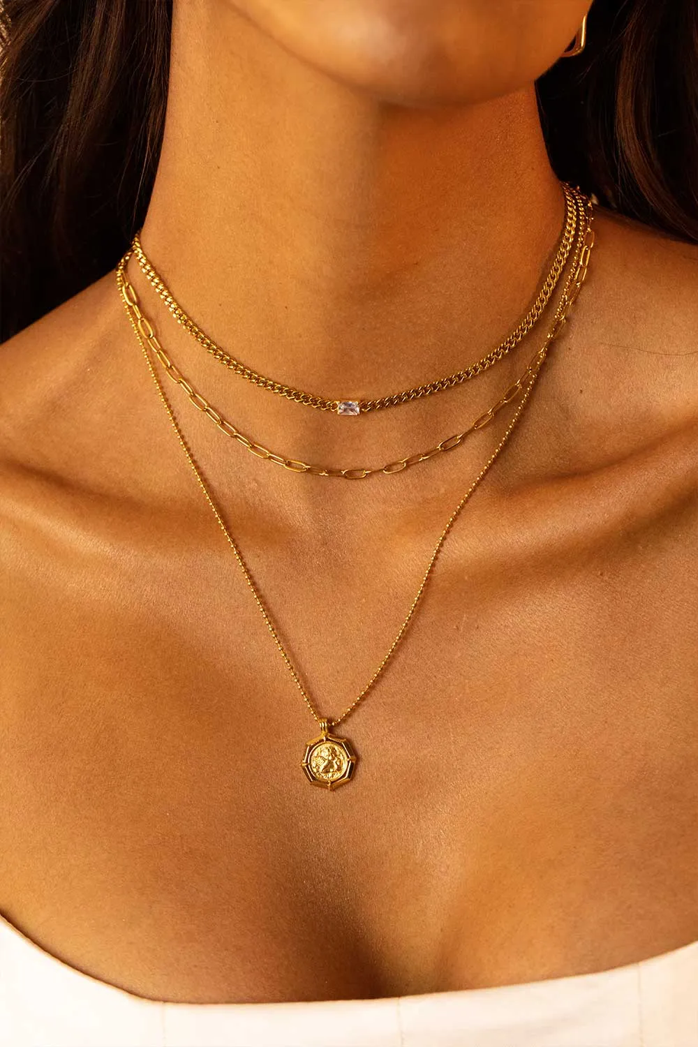 Radiant Curb Necklace 14K Gold Plated