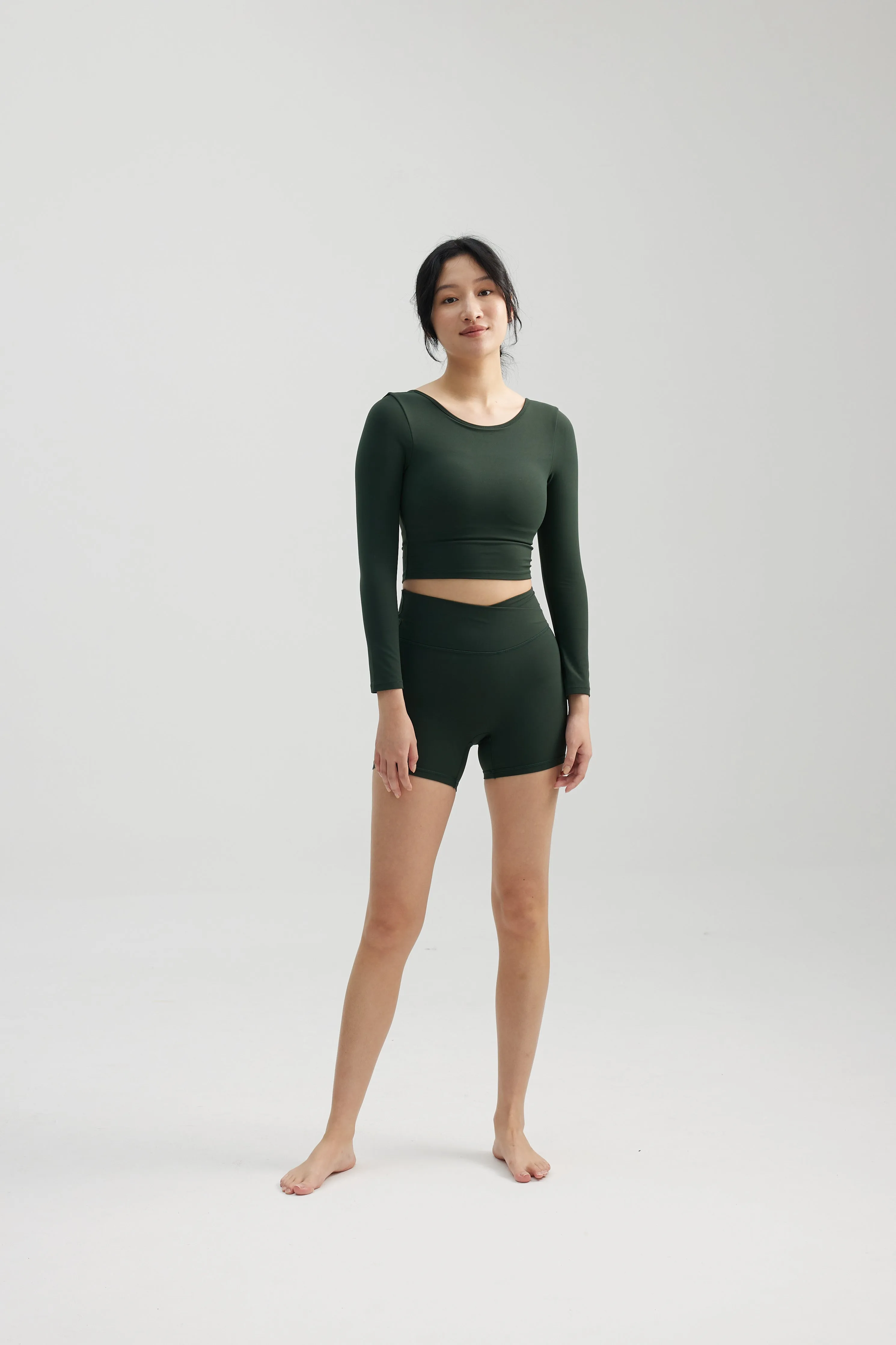 Reversible Long Sleeve Crop in Basil [XS only]